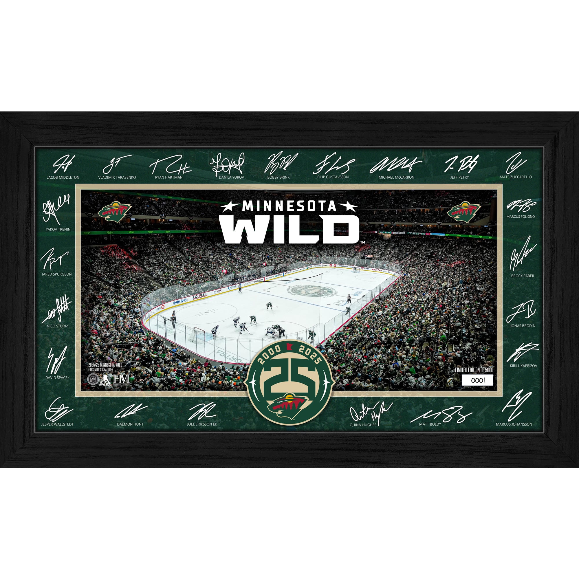 Highland Mint Minnesota Wild 2025 Signature Rink Framed Art
