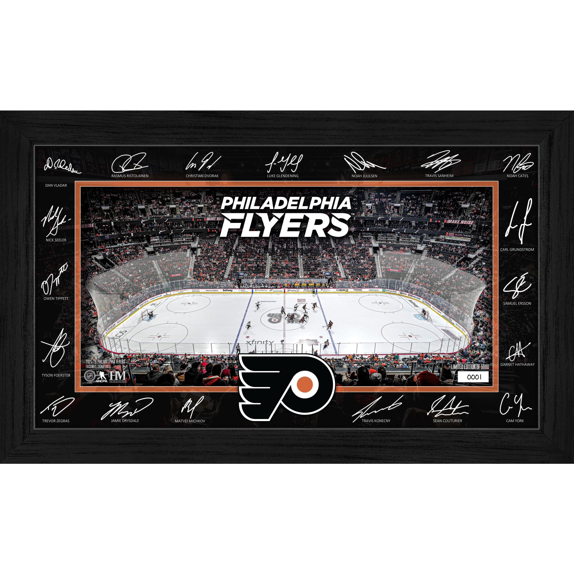 Highland Mint Philadelphia Flyers 2025 Signature Rink Framed Art