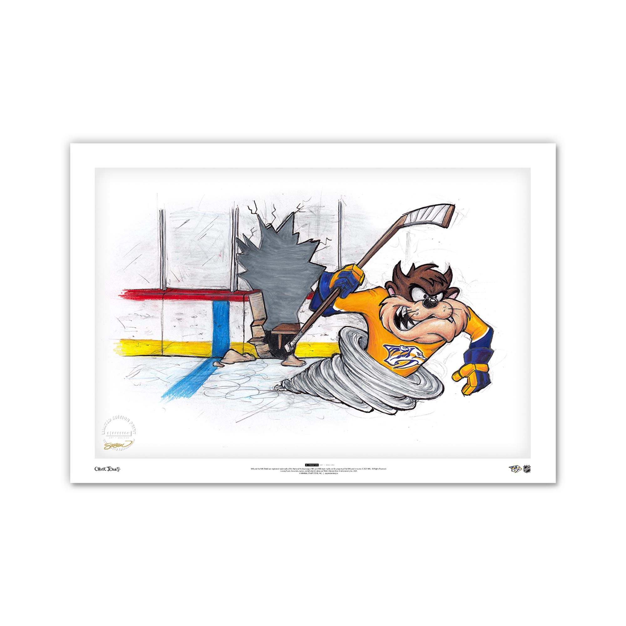 Nashville Predators Tasmanian Devil 11" x 17" Looney Tunes Limited Edition Poster Print