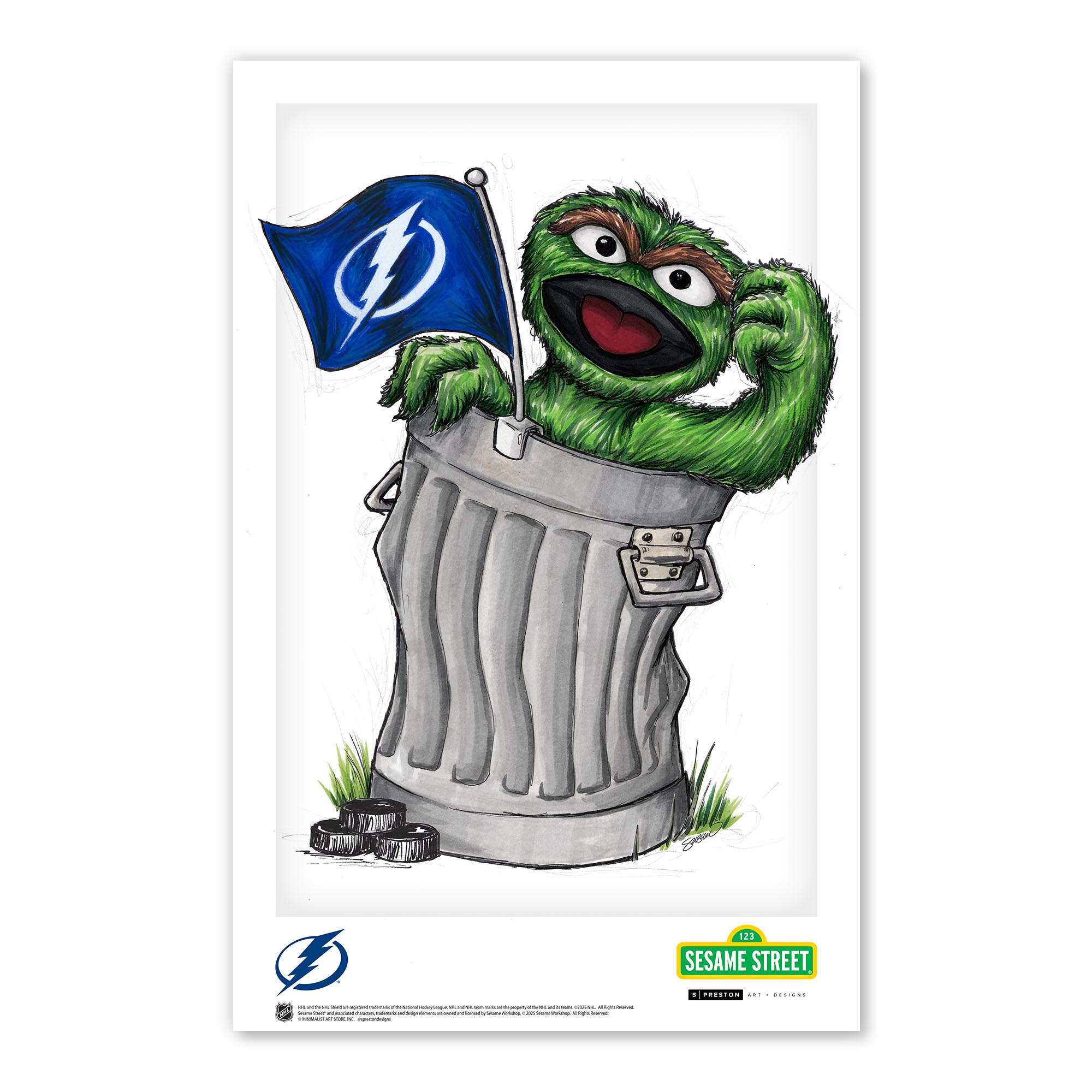 Tampa Bay Lightning Oscar the Grouch 11" x 17" Sesame Street Poster Print
