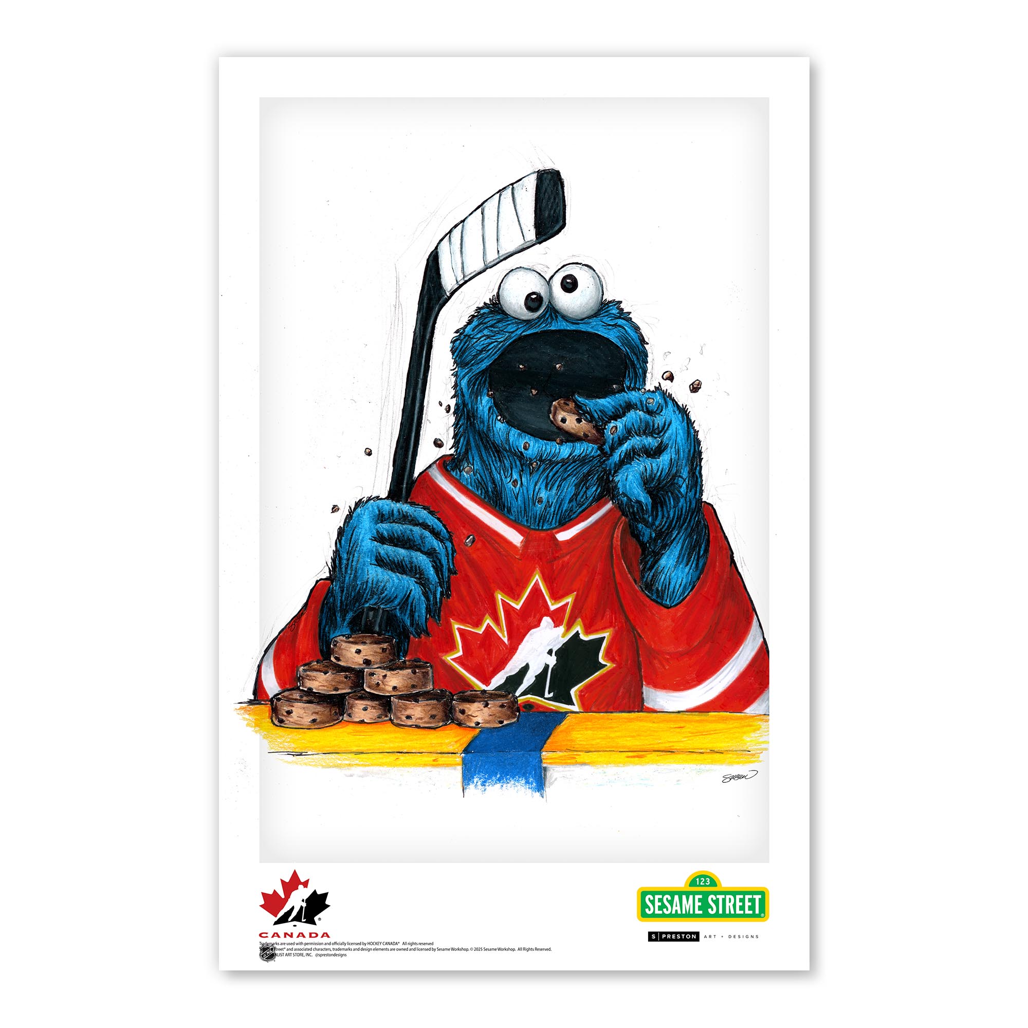 Hockey Canada Cookie Monster 11" x 17" Sesame Street Poster Print