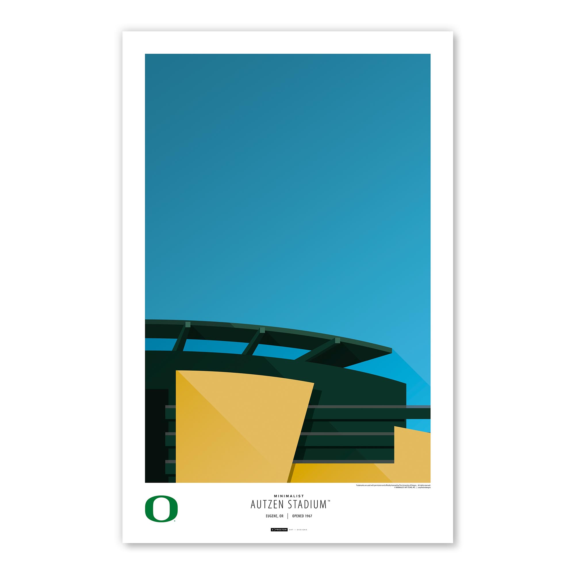 Oregon Ducks Autzen Stadium 11" x 17" Minimalist Poster Print