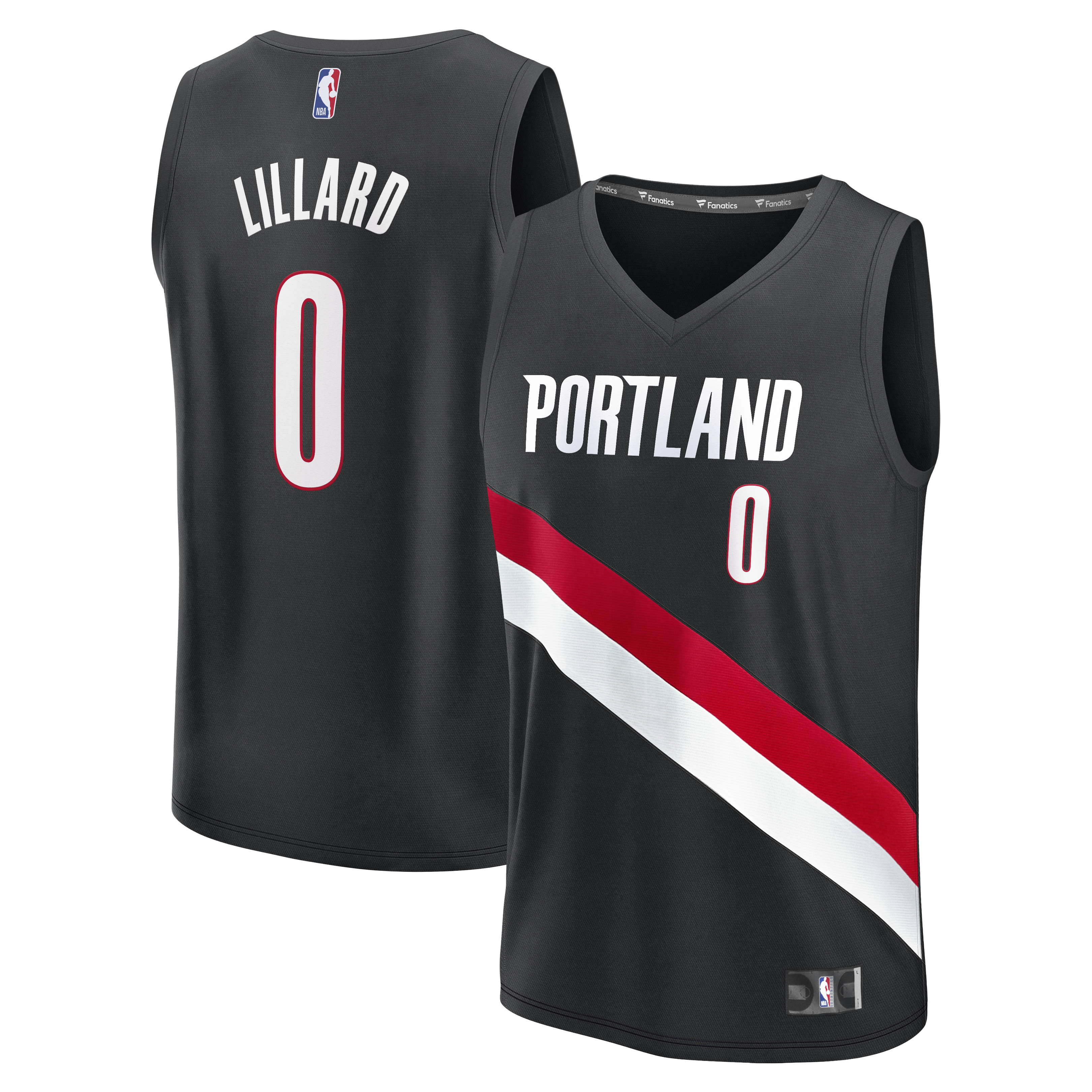 Men's Fanatics Damian Lillard Black Portland Trail Blazers Fast Break Replica Jersey - Icon Edition