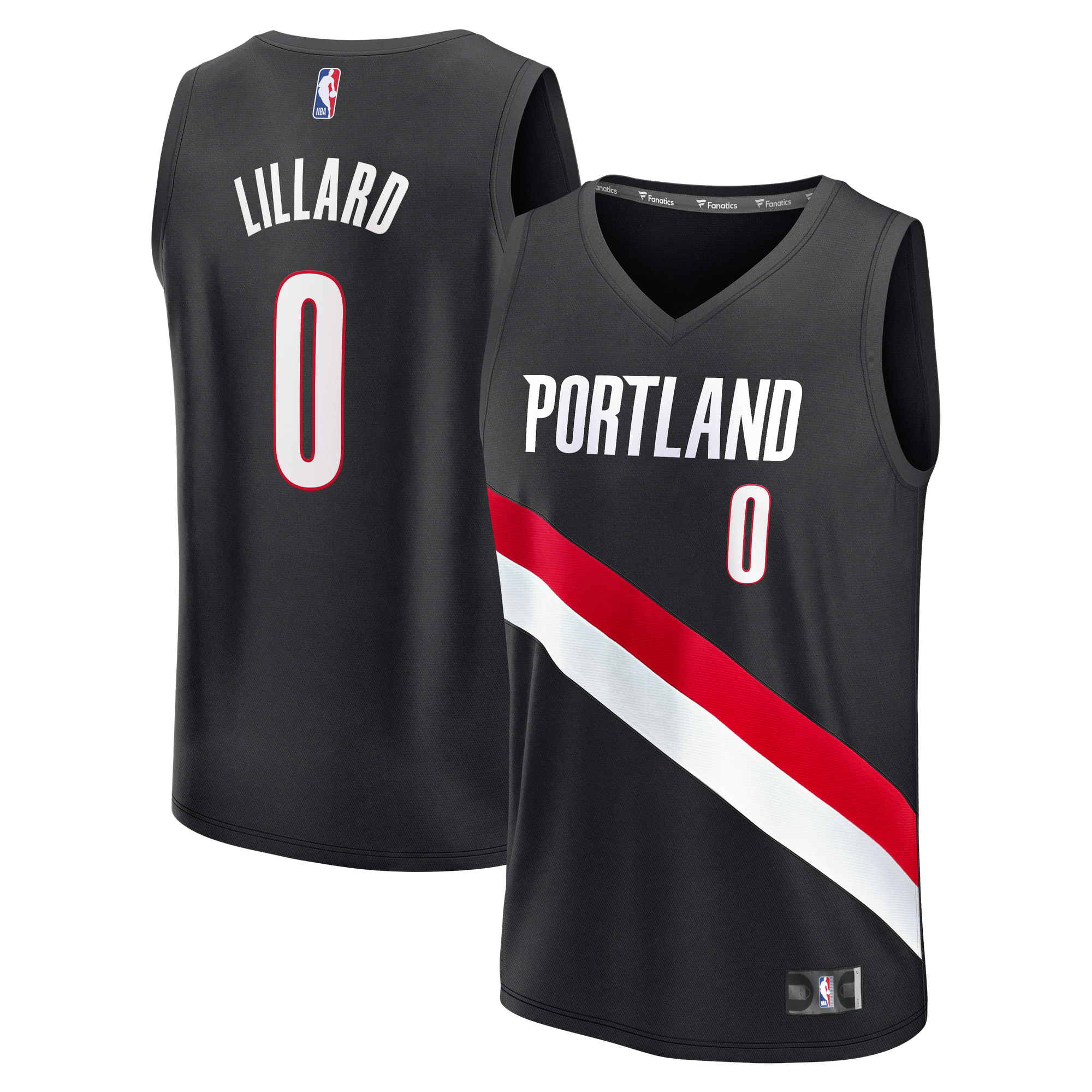 Men's Fanatics Damian Lillard Black Portland Trail Blazers Fast Break Replica Jersey - Icon Edition