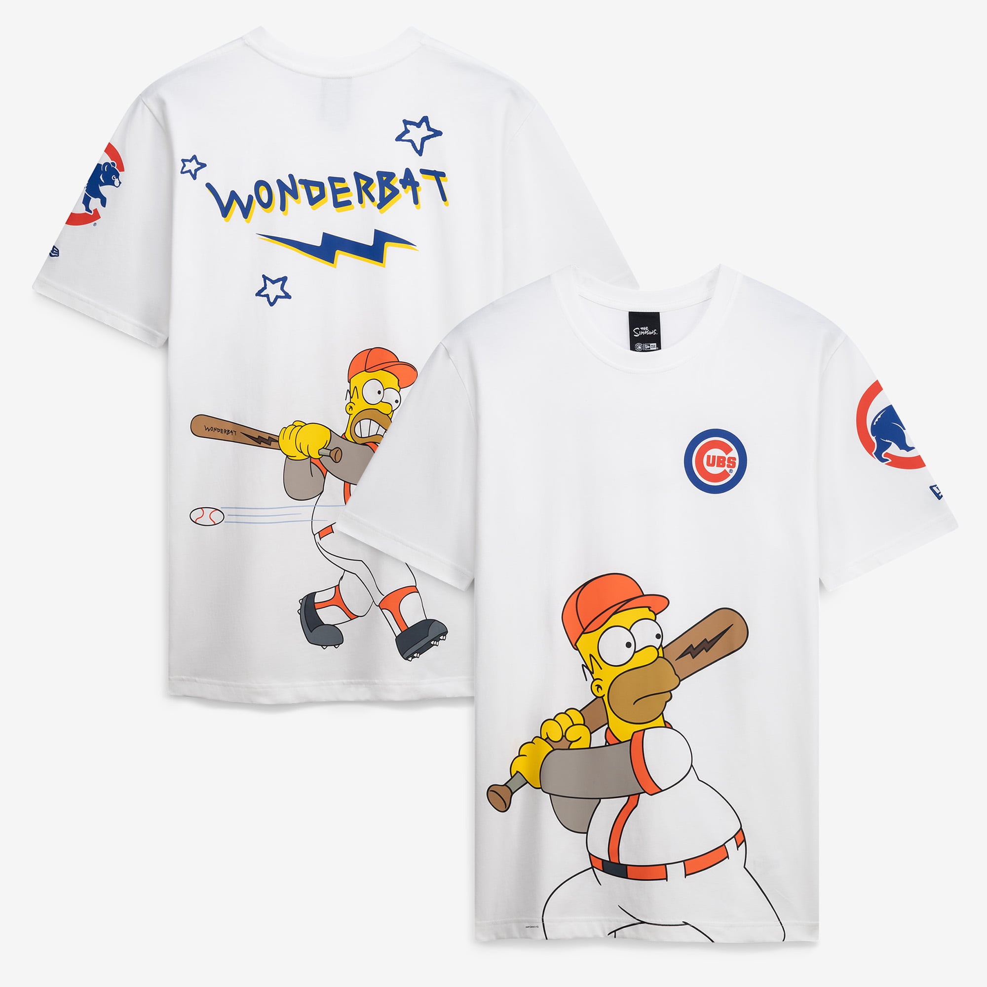 Men's New Era White Chicago Cubs MLB x Simpsons Homer Wunderbat T-Shirt