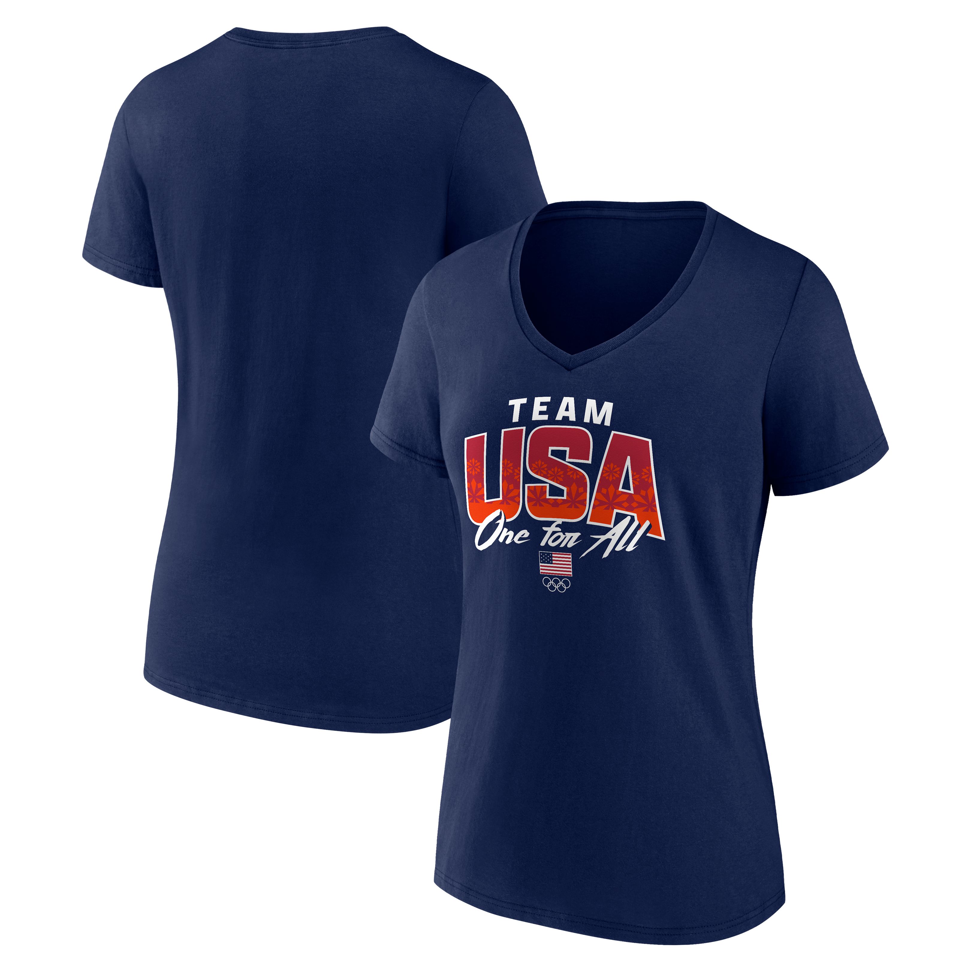 Women's Navy Team USA One For All V-Neck T-Shirt