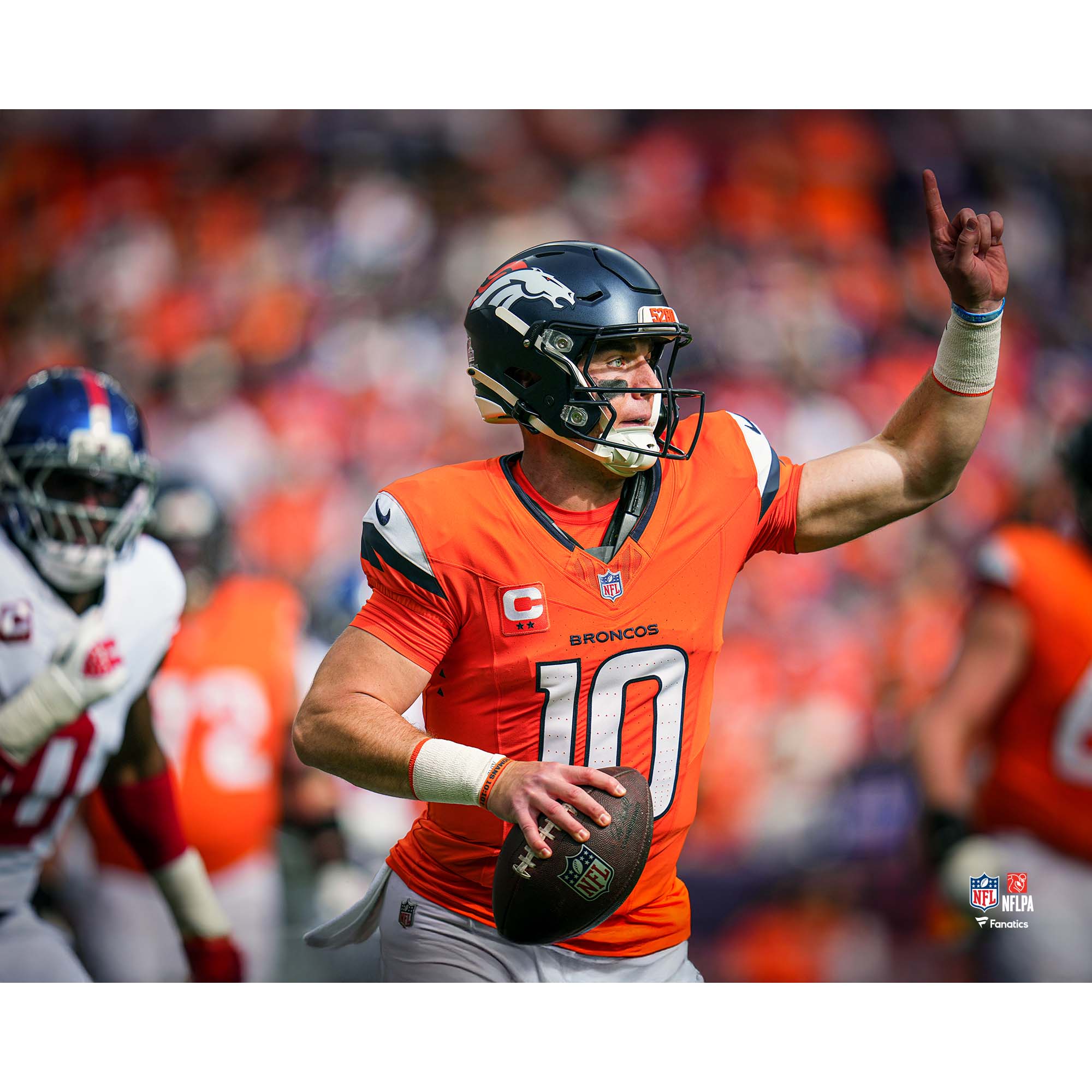 Bo Nix Denver Broncos Unsigned 2025 Week 7 Looking to Pass Downfield Photograph