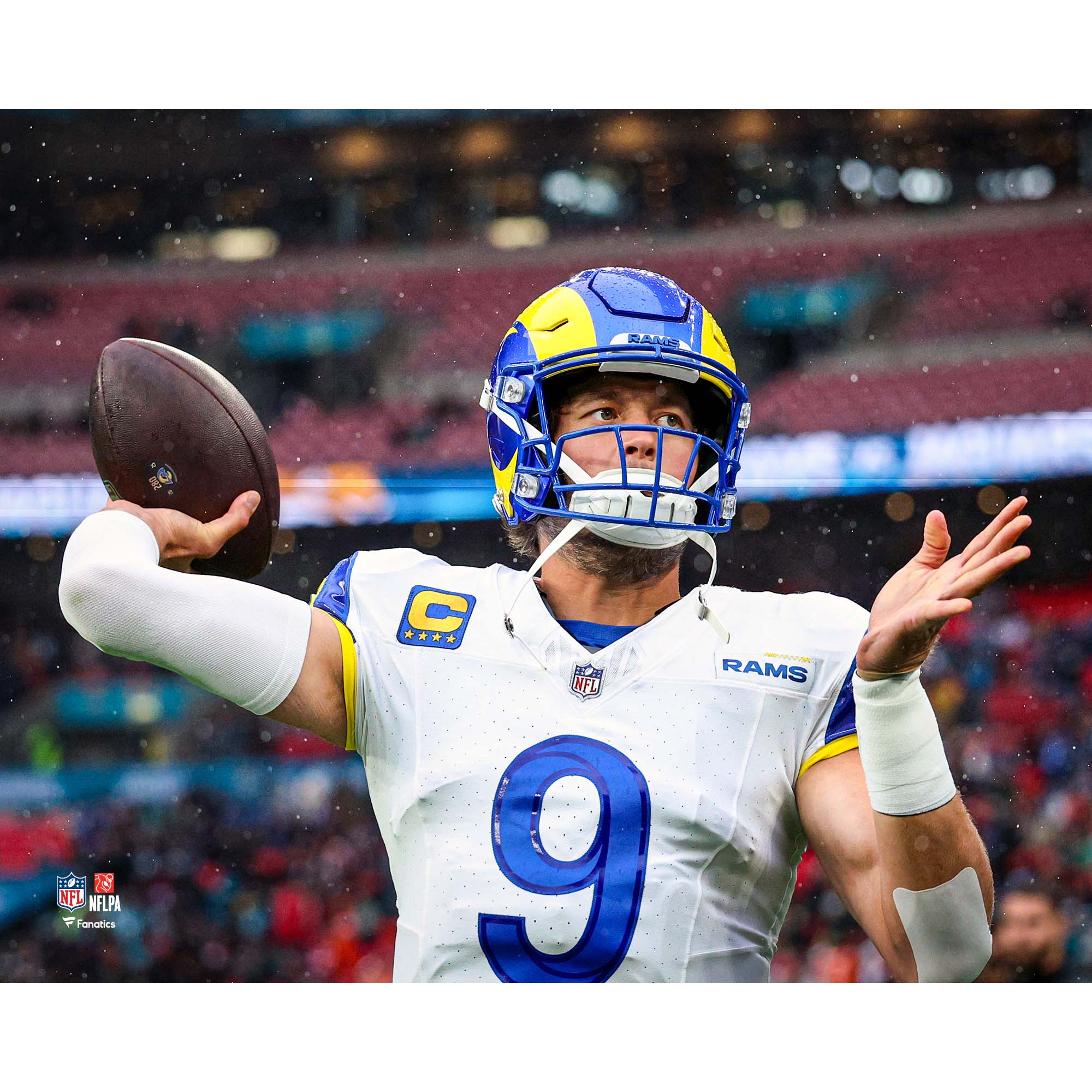 Matthew Stafford Los Angeles Rams Unsigned 2025 Week 7 Warming Up In London Game Photograph
