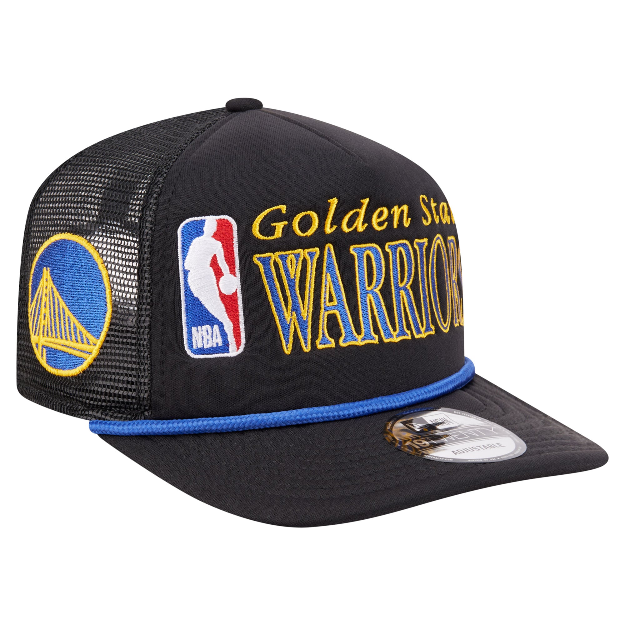 Men's New Era  Black Golden State Warriors Team Logo Foam Front 19TWENTY A-Frame Trucker Adjustable Hat