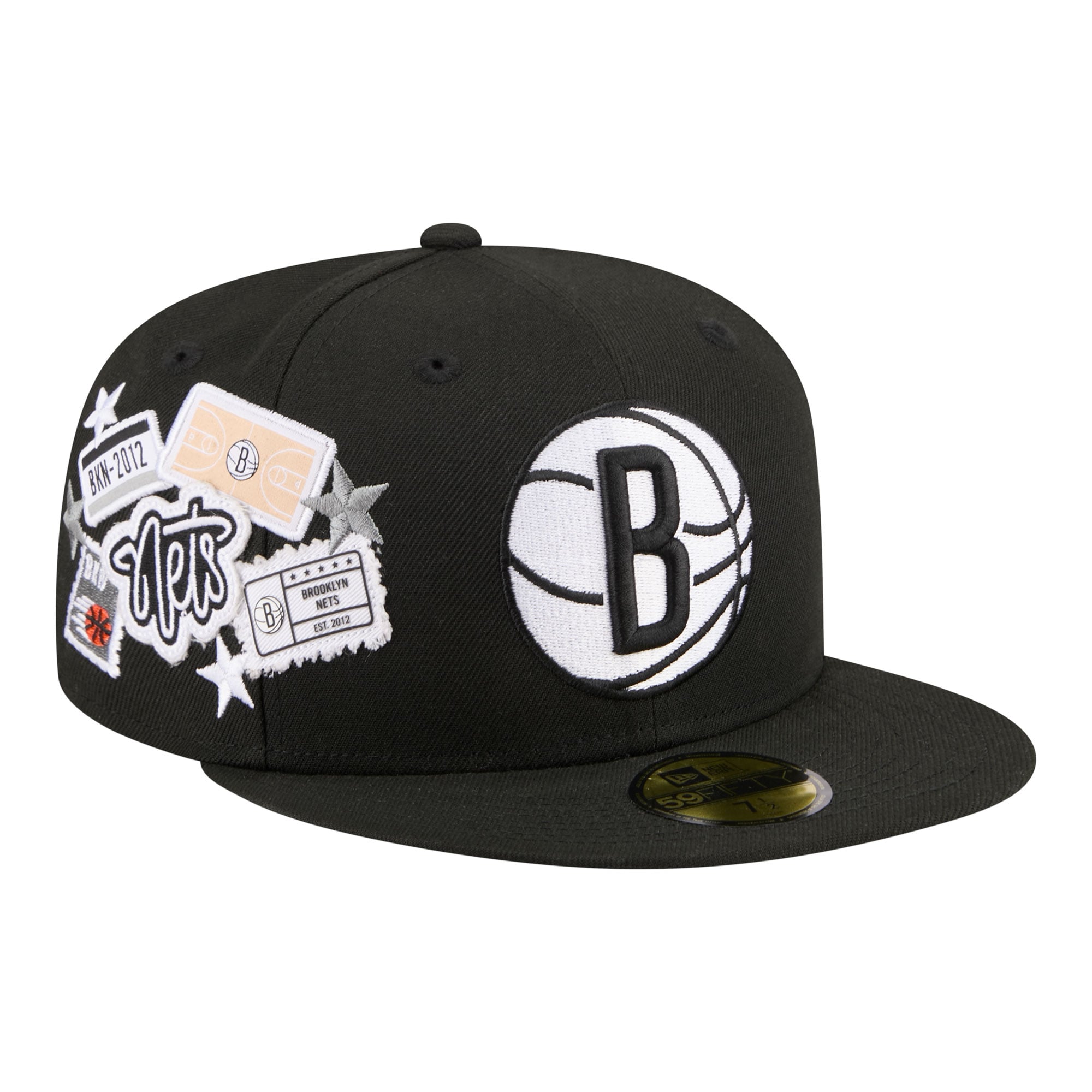 Men's New Era Black Brooklyn Nets Team Collage 59FIFTY Fitted Hat