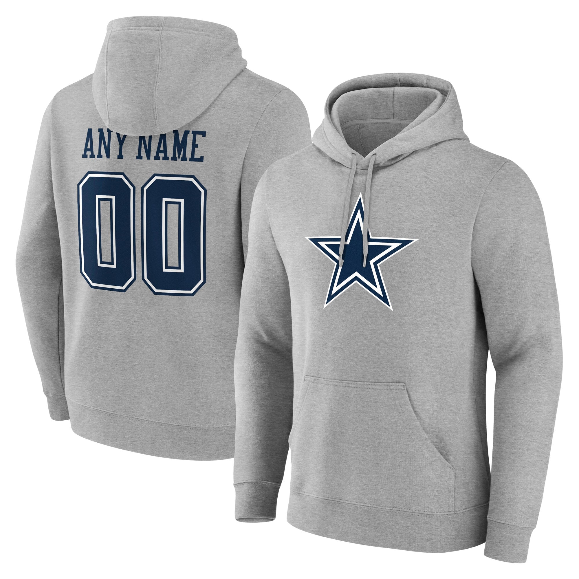 Men’s Gray Dallas Cowboys Team Authentic Personalized Name & Number Hoodie