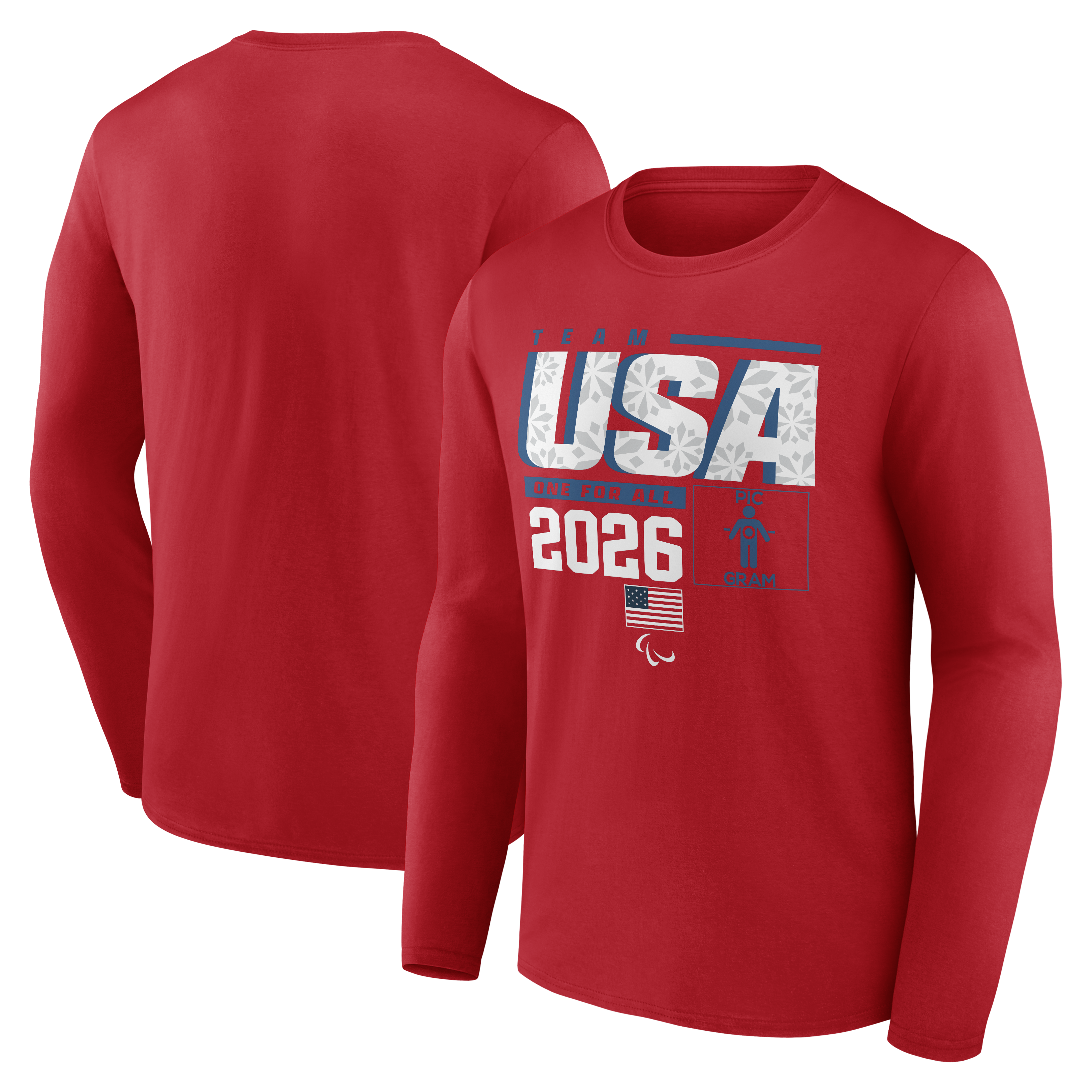 Men's Red Team USA 2026 Winter Paralympics Pic-O-Gram Long Sleeve T-Shirt