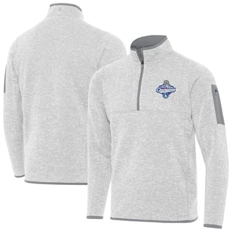 Men's Antigua  Heather Gray Los Angeles Dodgers Back-to-Back World Series Champions Fortune Quarter-Zip Pullover