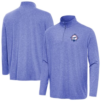 Men's Antigua  Heather Royal Los Angeles Dodgers Back-to-Back World Series Champions Hunk Quarter-Zip Pullover