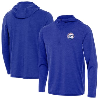 Men's Antigua  Heather Royal Los Angeles Dodgers Back-to-Back World Series Champions Tidy Quarter-Zip Hoodie