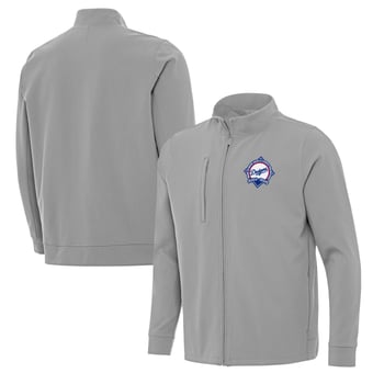 Men's Antigua  Gray Los Angeles Dodgers Back-to-Back World Series Champions Regard Full-Zip Jacket
