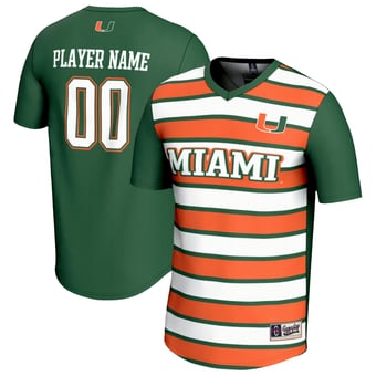 Youth GameDay Greats  Green Miami Hurricanes NIL Pick-A-Player Collegiate Women's Soccer Lightweight Fashion Jersey