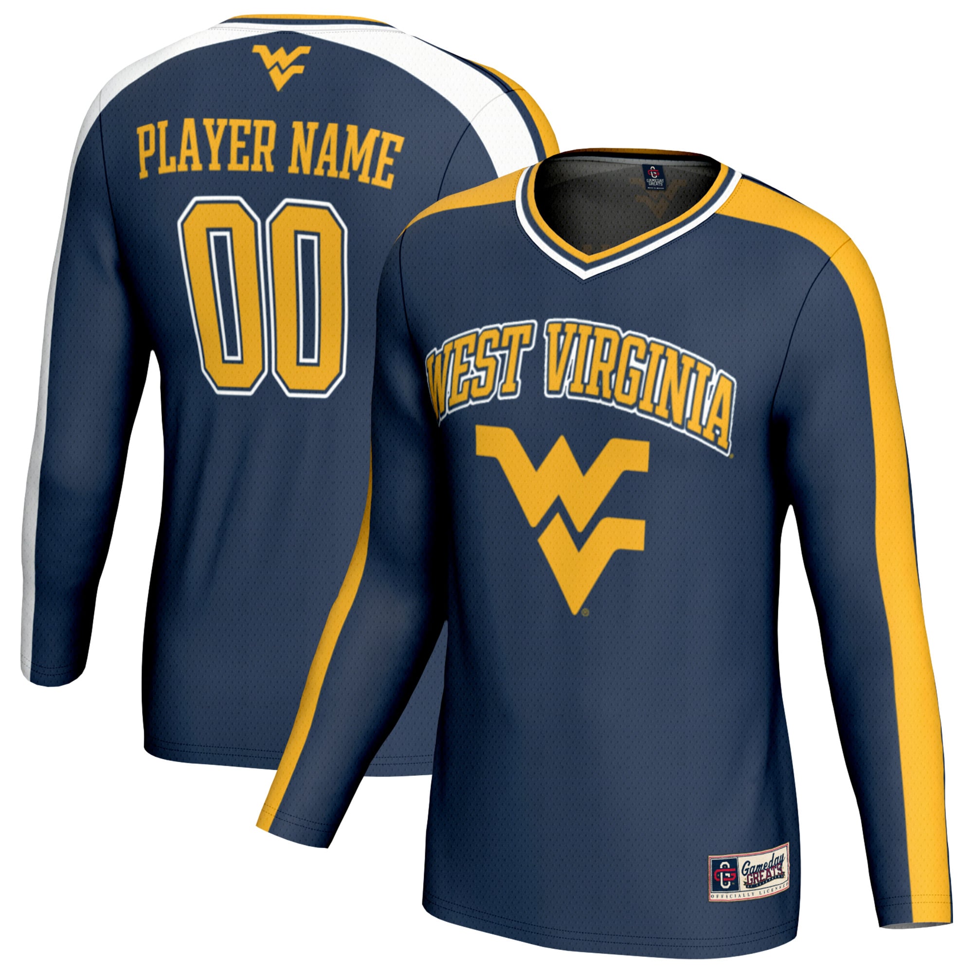 Unisex GameDay Greats  Navy West Virginia Mountaineers NIL Pick-A-Player Collegiate Women's Volleyball Lightweight Fashion Jersey