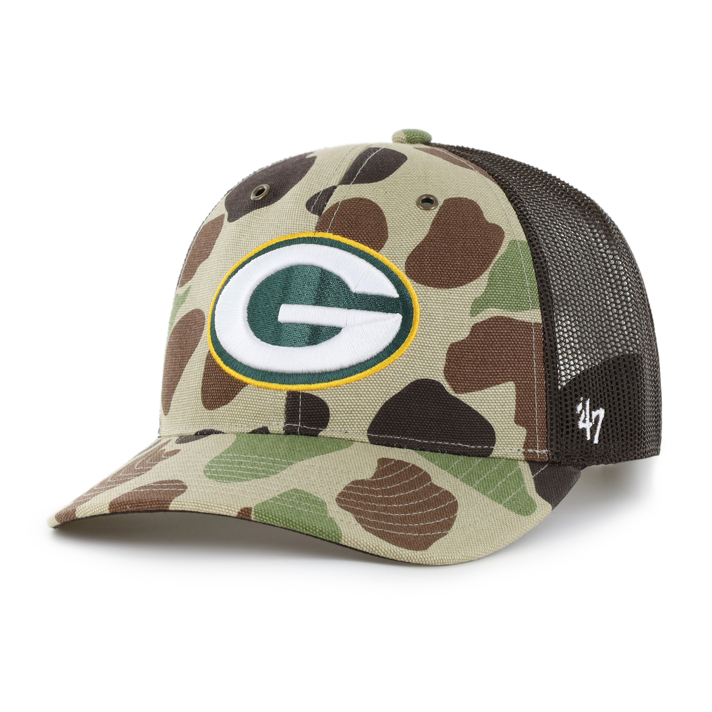 Men's Carhartt x '47 Duck Camo Green Bay Packers Adjustable Trucker Hat