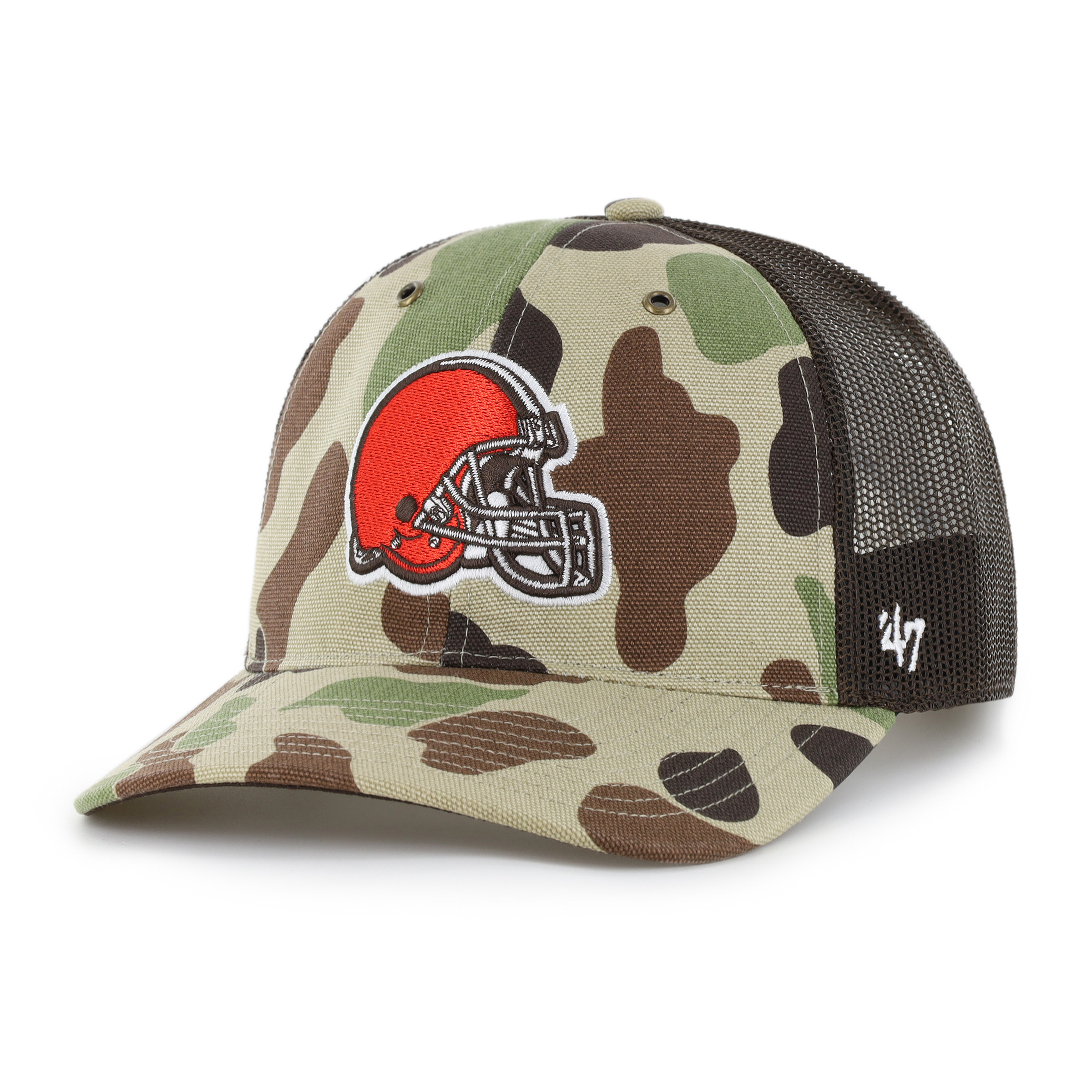 Men's Carhartt x '47 Duck Camo Cleveland Browns Adjustable Trucker Hat