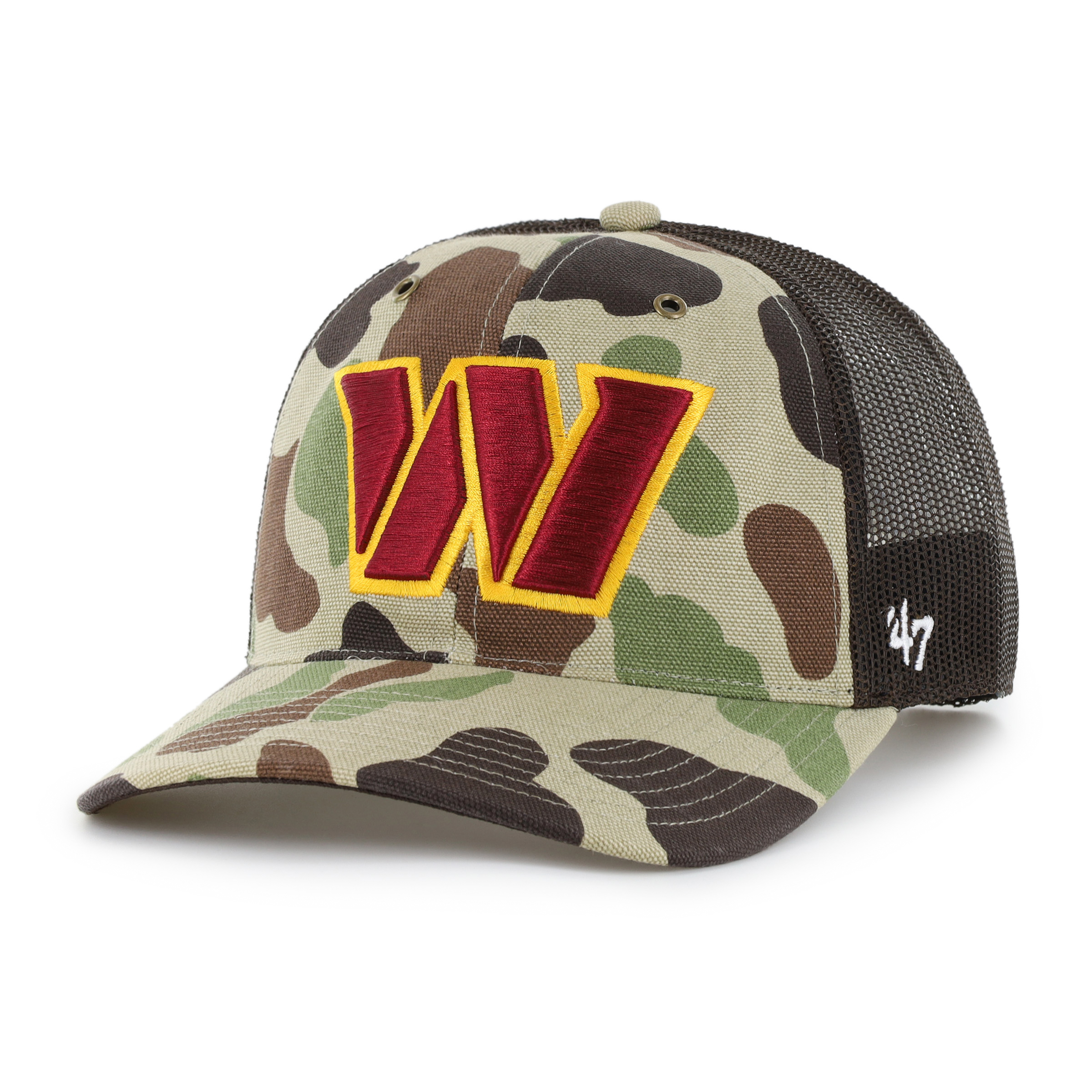 Men's Carhartt x '47 Duck Camo Washington Commanders Adjustable Trucker Hat