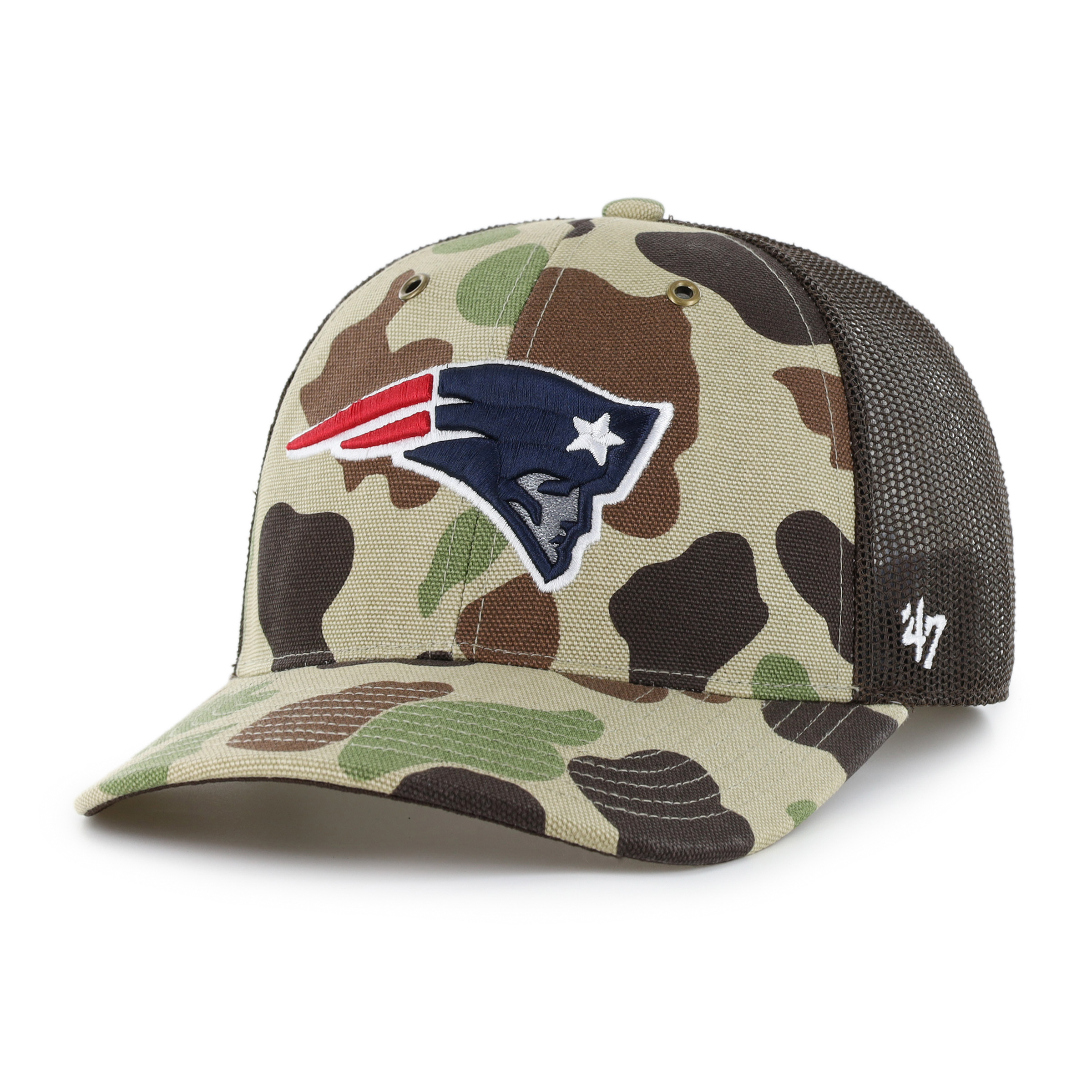 Men's Carhartt x '47 Duck Camo New England Patriots Adjustable Trucker Hat