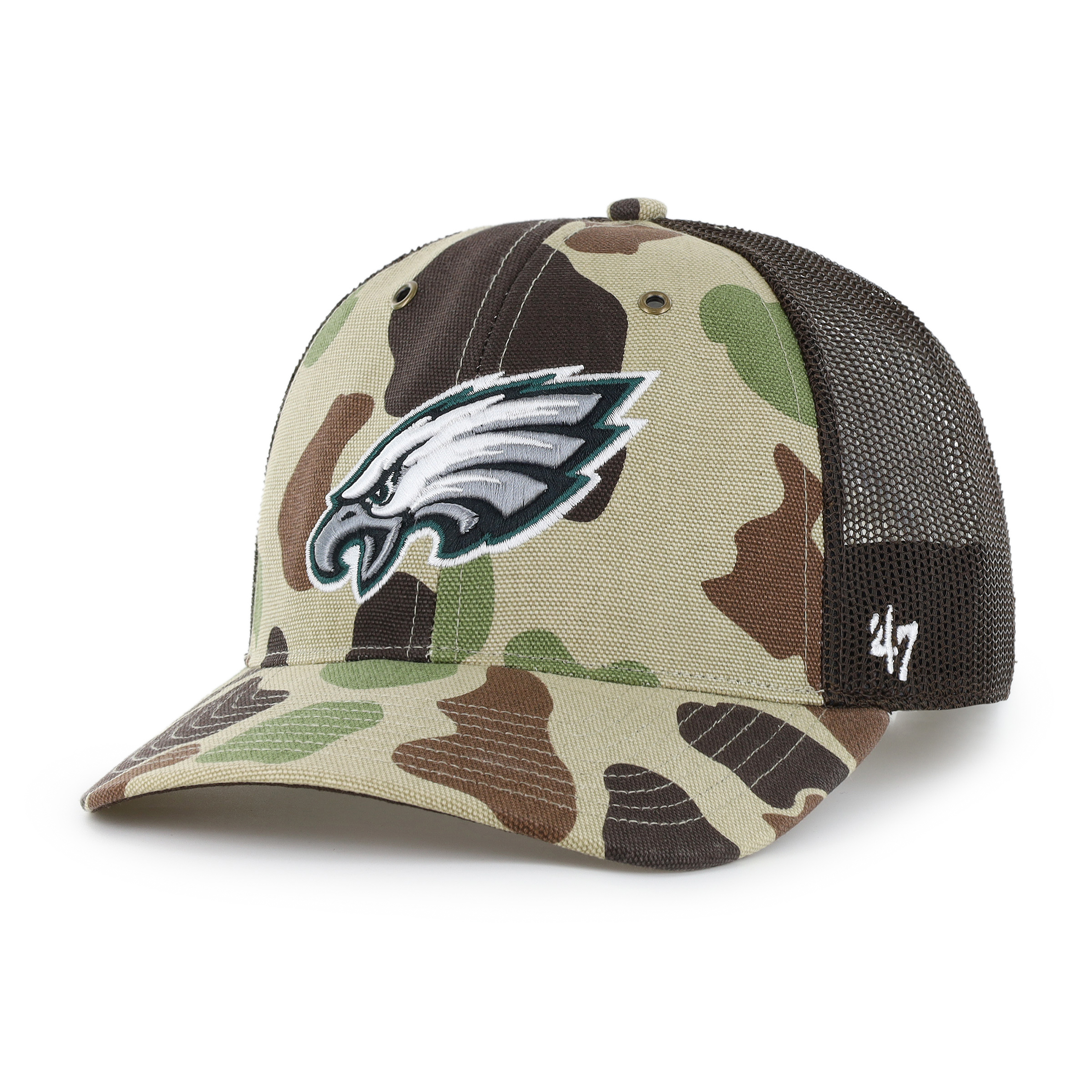 Men's Carhartt x '47 Duck Camo Philadelphia Eagles Adjustable Trucker Hat