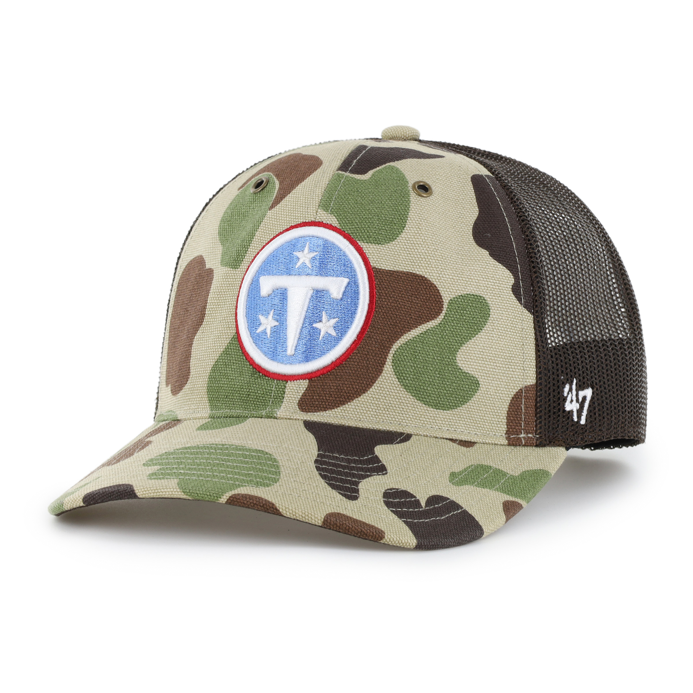 Men's Carhartt x '47 Duck Camo Tennessee Titans Adjustable Trucker Hat