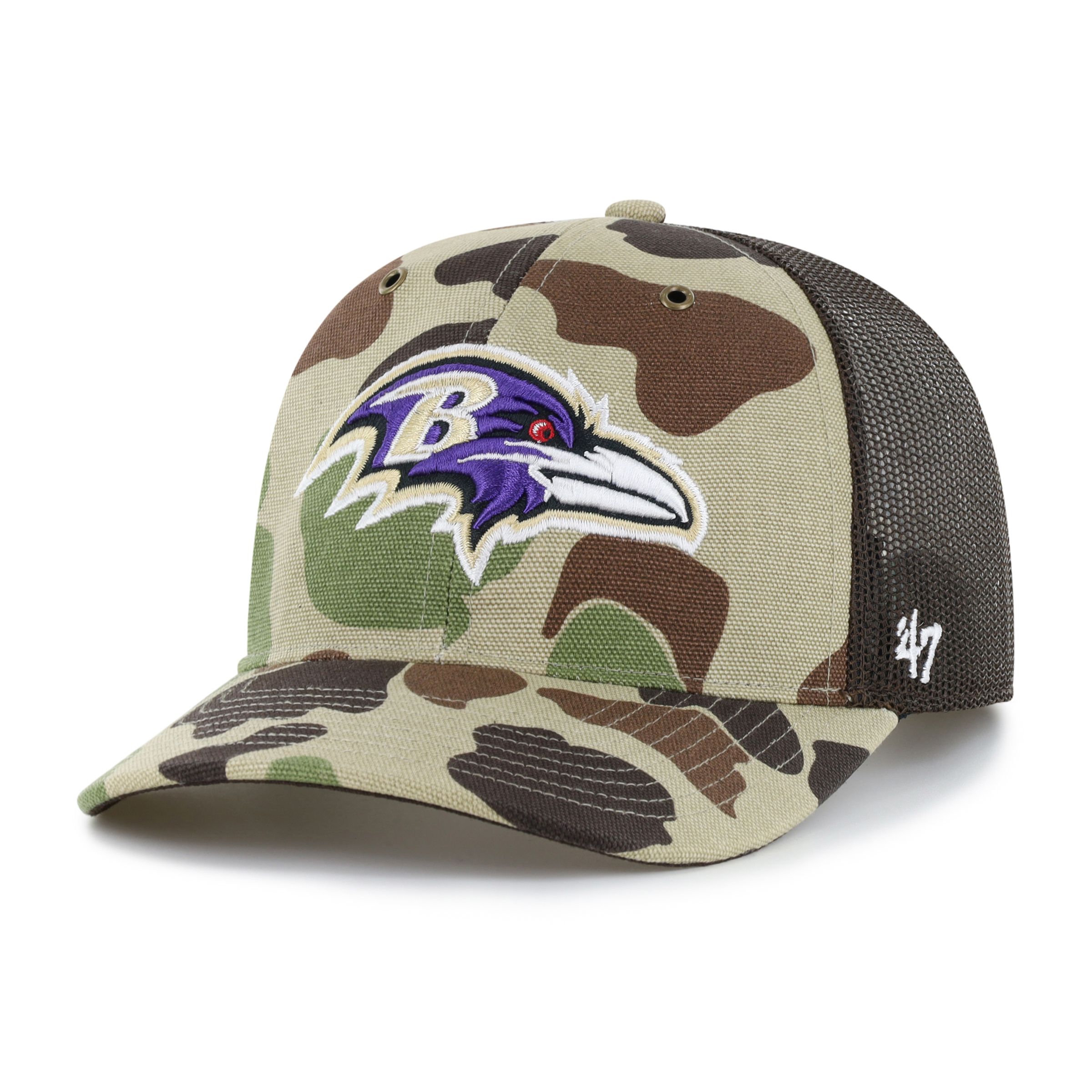 Men's Carhartt x '47 Duck Camo Baltimore Ravens Adjustable Trucker Hat