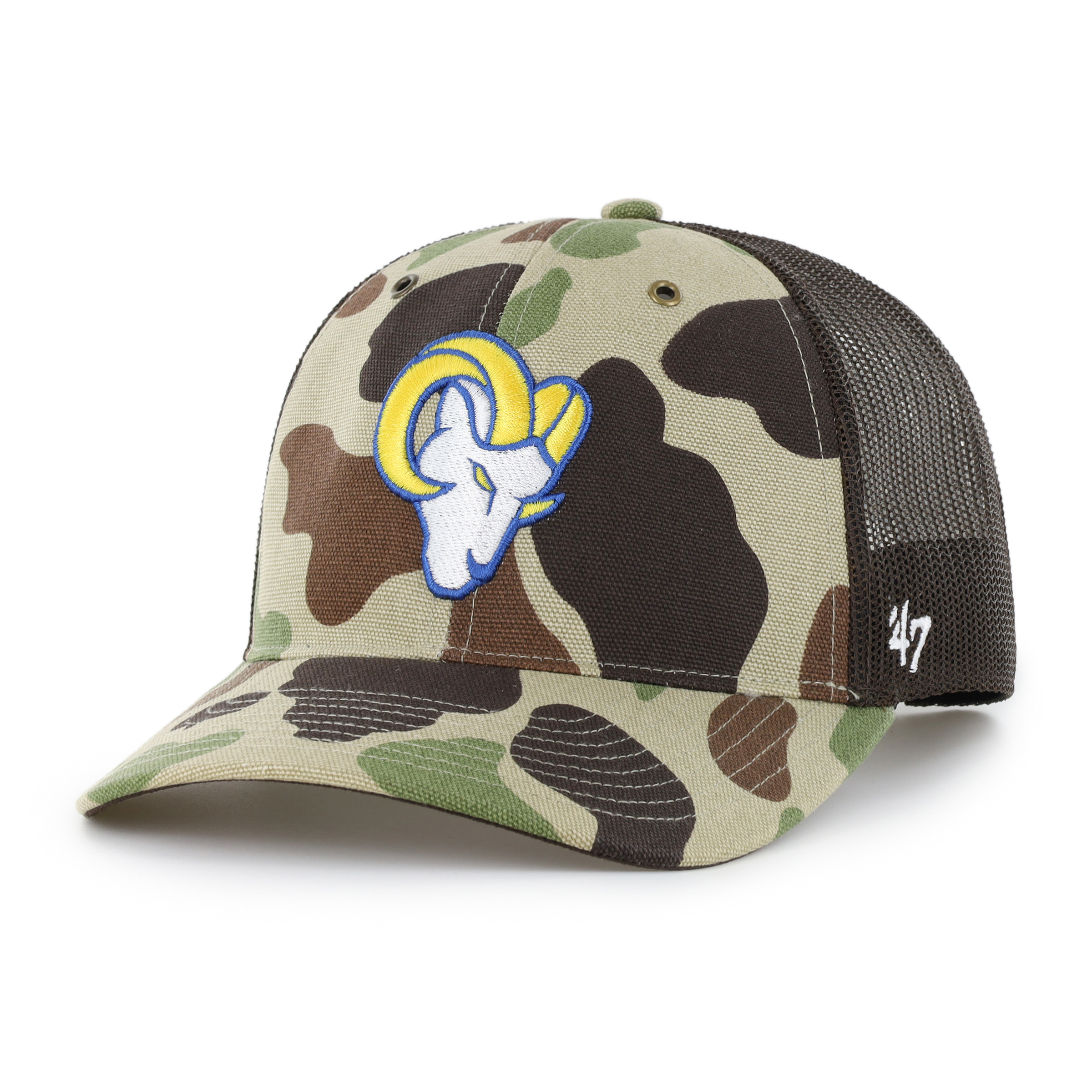 Men's Carhartt x '47 Duck Camo Los Angeles Rams Adjustable Trucker Hat