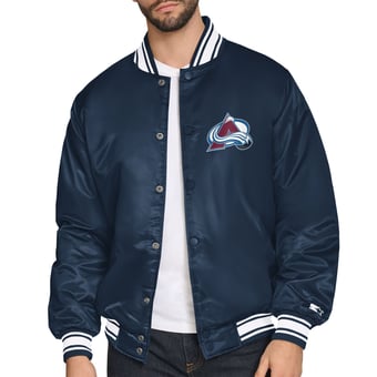 Men's Starter Navy Colorado Avalanche Triangle Satin Varsity Full-Snap Jacket