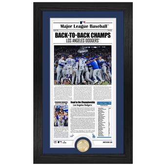 "Highland Mint Los Angeles Dodgers Back-to-Back World Series Champions 12"" x 20"" Front Page News Cover Bronze Coin Photo Mint"