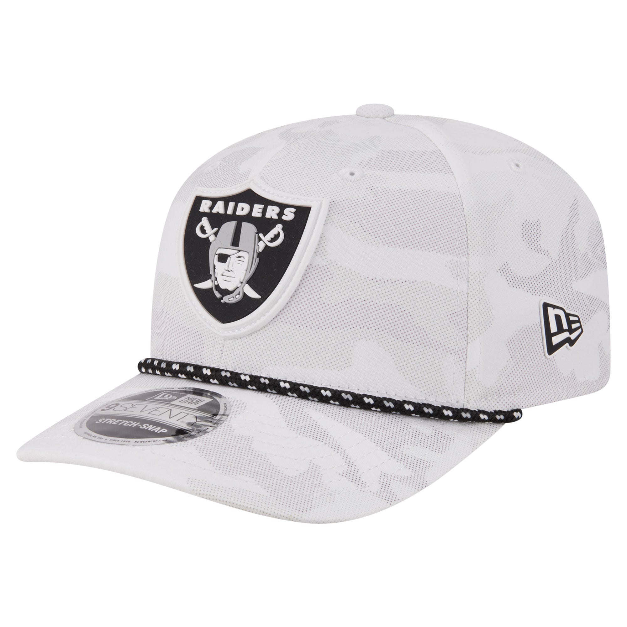 Men's New Era  White Las Vegas Raiders Camo Rope 9SEVENTY Adjustable Hat