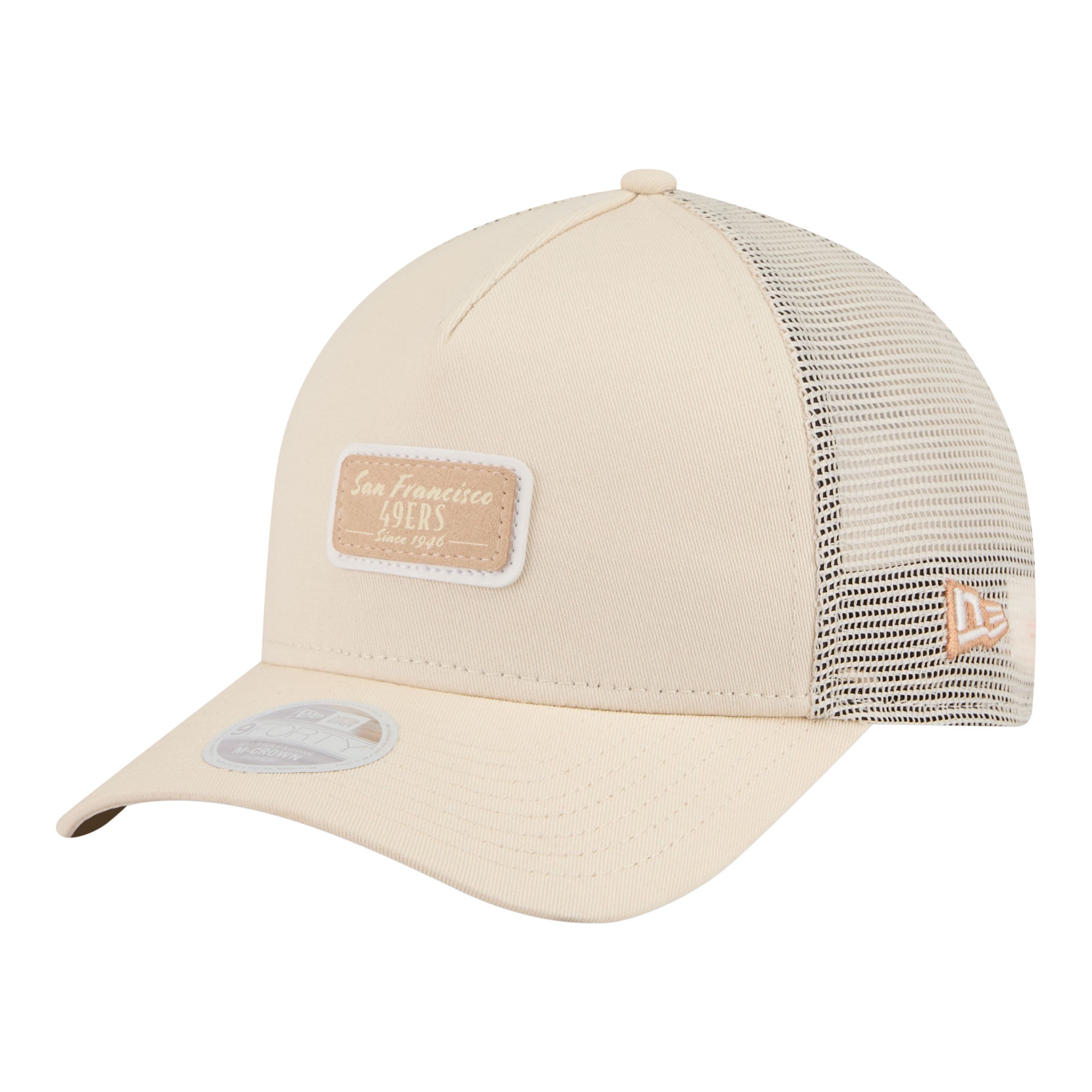 Women's New Era  Cream San Francisco 49ers Tonal Patch M-Crown A-Frame 9FORTY Trucker Adjustable Hat