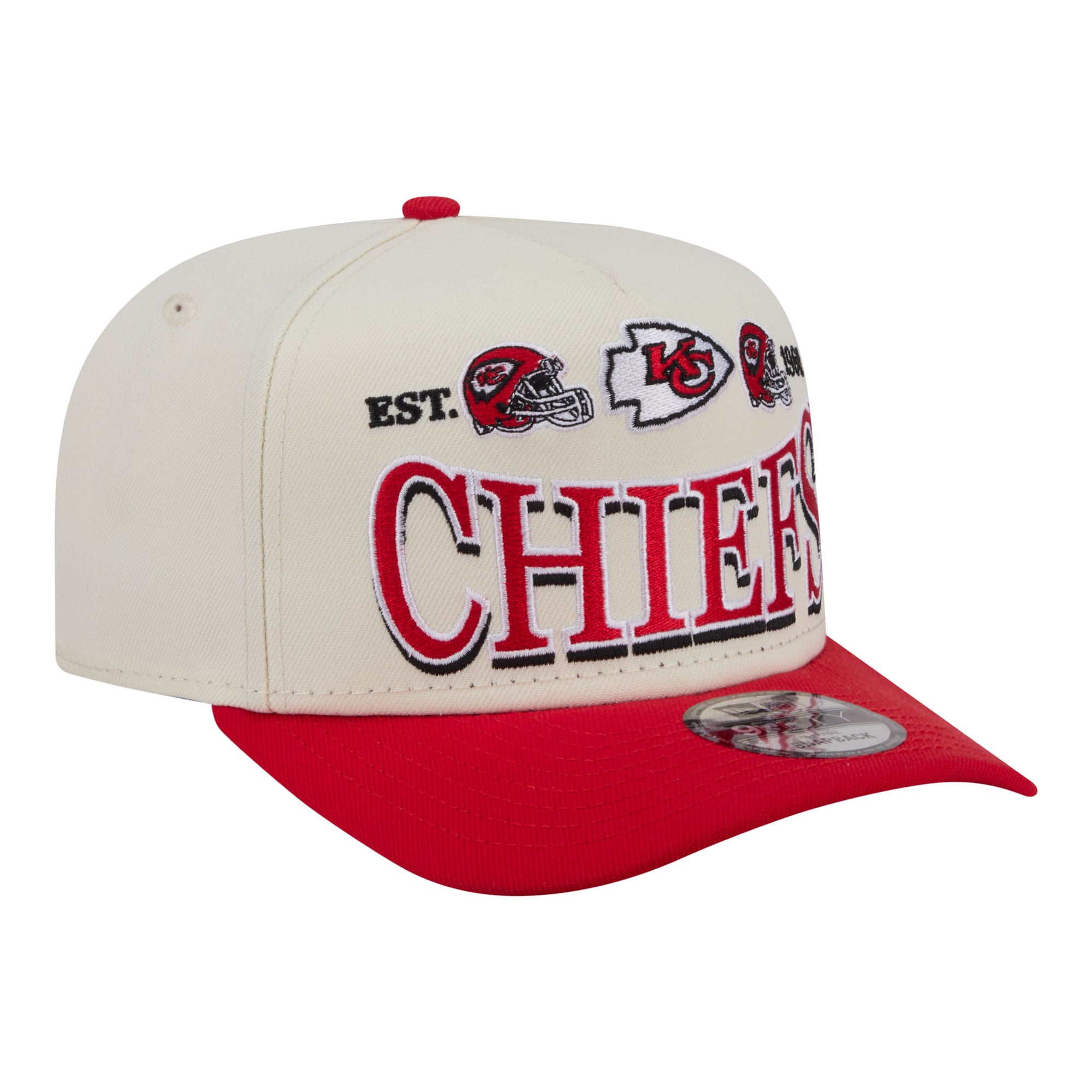 Men's New Era  Cream/Red Kansas City Chiefs A-Frame 9FIFTY Snapback Hat