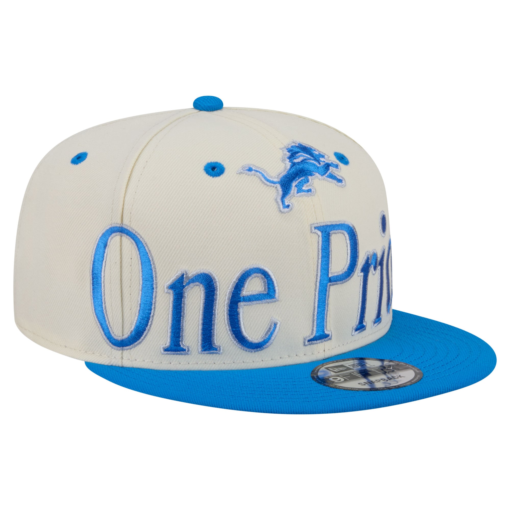 Men's New Era Cream Detroit Lions Oversized Slogan 9FIFTY Snapback Hat