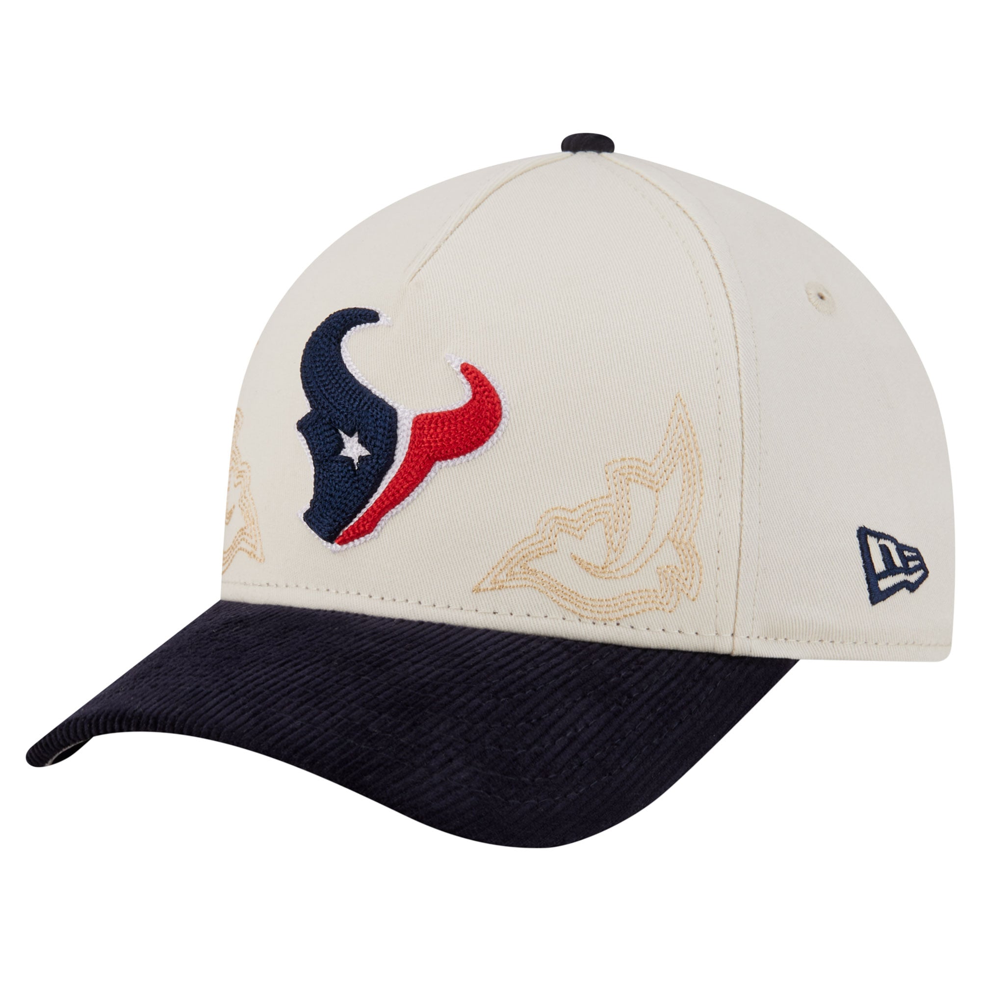 Men's New Era  Cream/Navy Houston Texans Western 9FORTY A-Frame Adjustable Hat