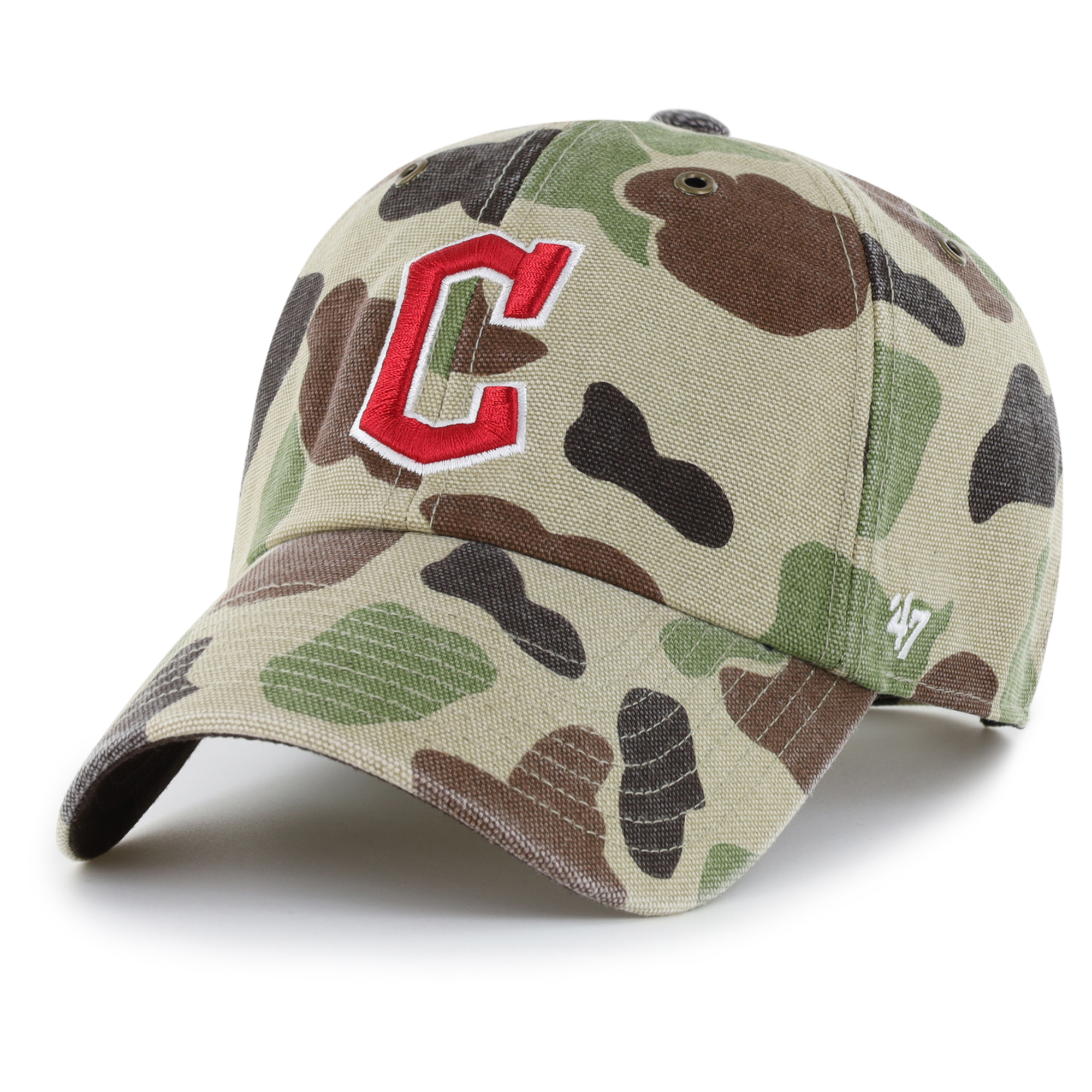 Men's Carhartt x '47 Camo Cleveland Guardians Duck Clean Up Adjustable Hat