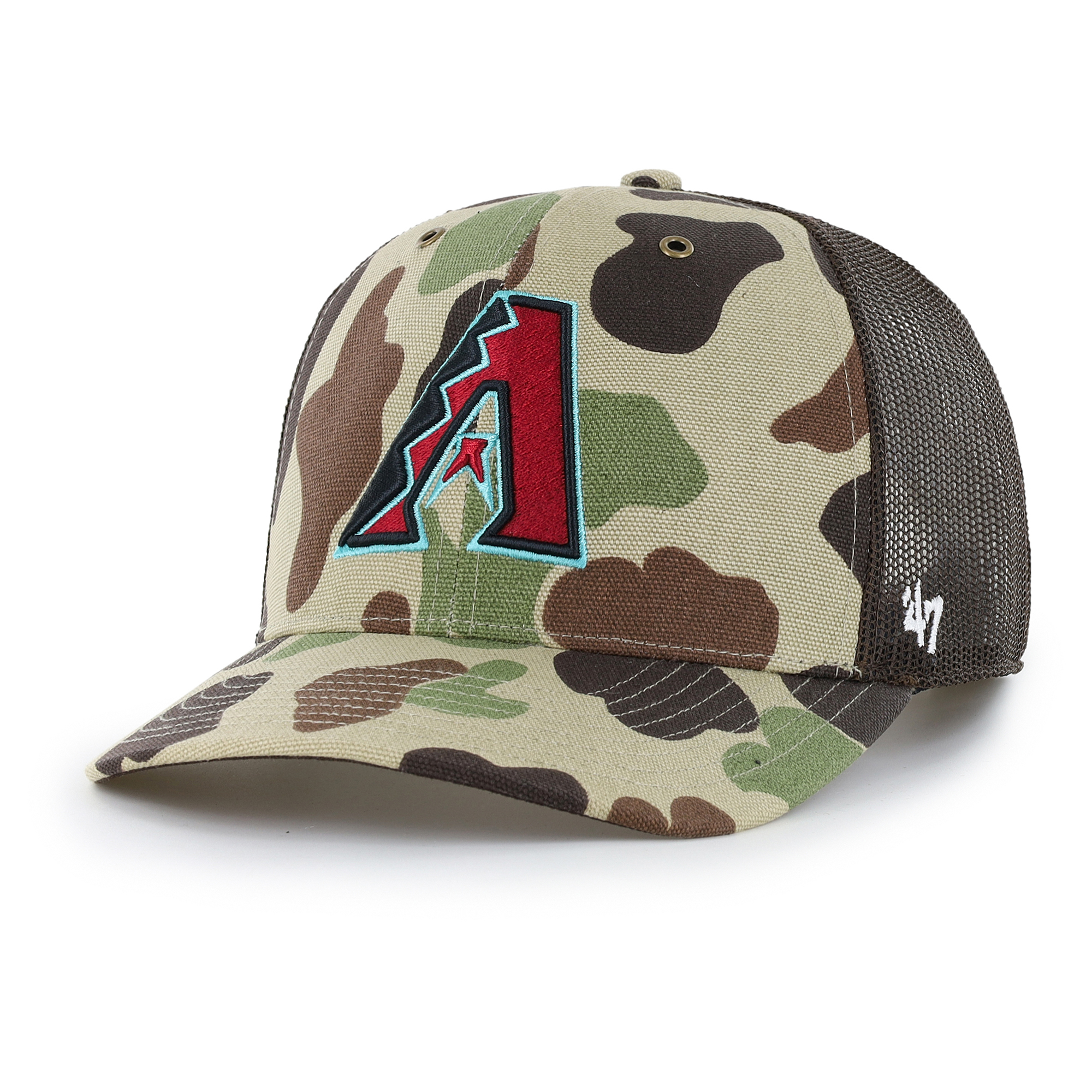Men's Carhartt x '47 Camo Arizona Diamondbacks Duck Adjustable Trucker Hat