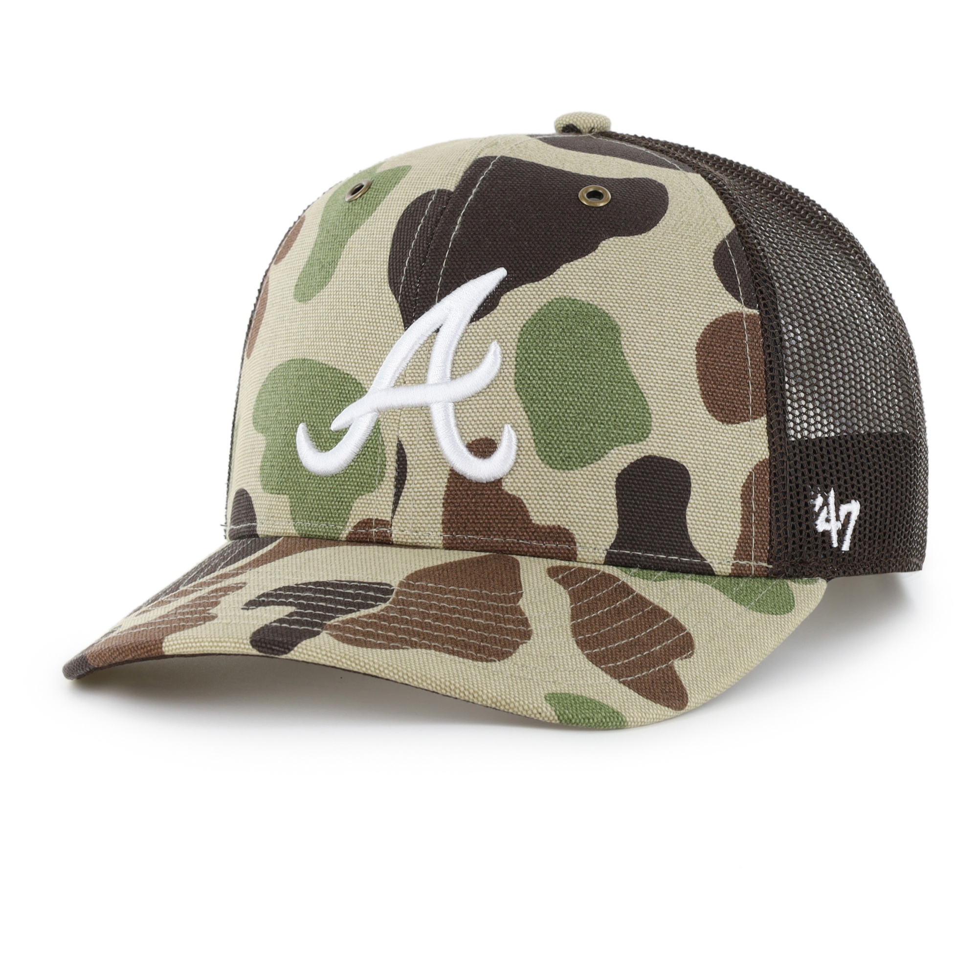 Men's Carhartt x '47 Camo Atlanta Braves Duck Adjustable Trucker Hat