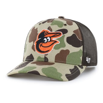 Men's Carhartt x '47 Camo Baltimore Orioles Duck Adjustable Trucker Hat