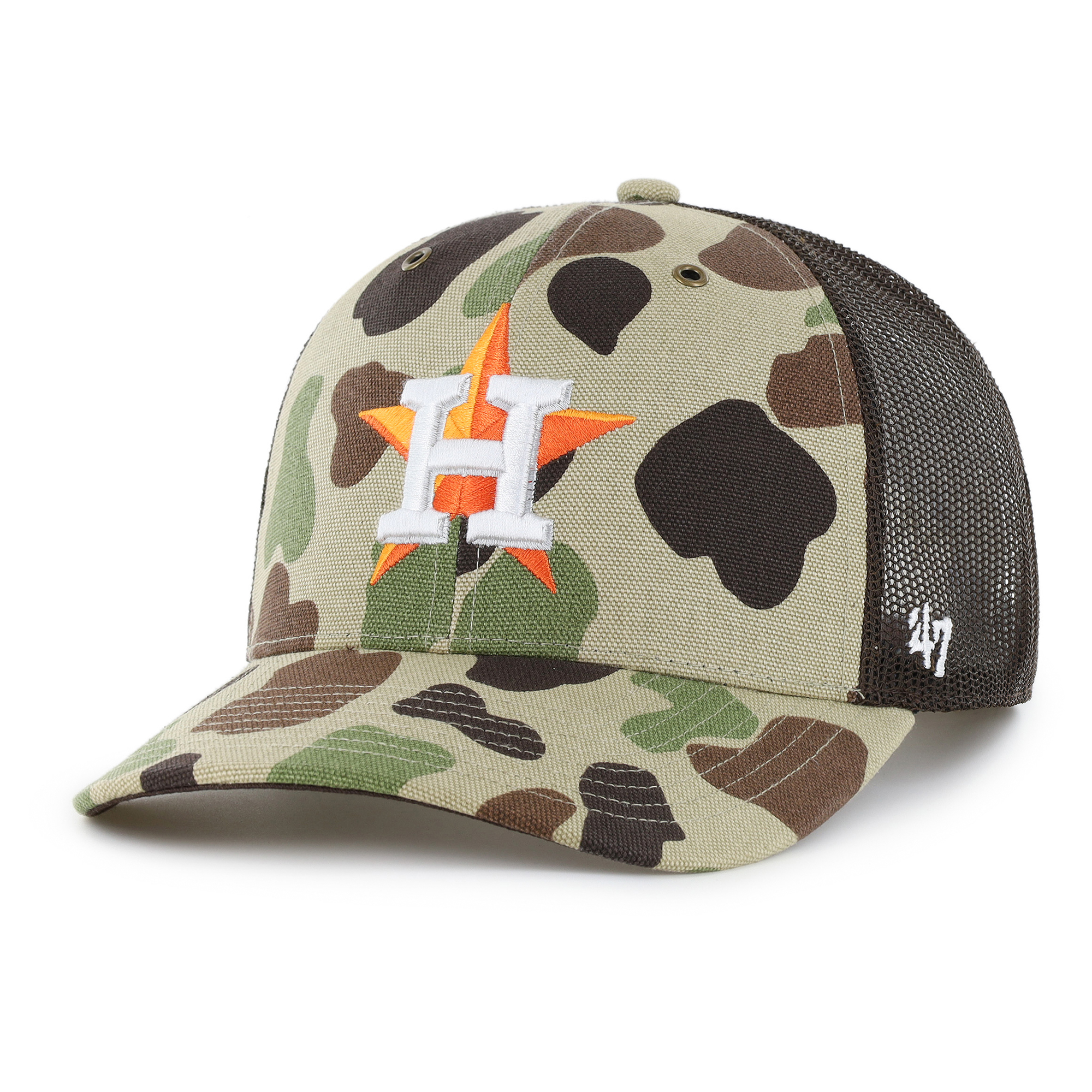 Men's Carhartt x '47 Camo Houston Astros Duck Adjustable Trucker Hat