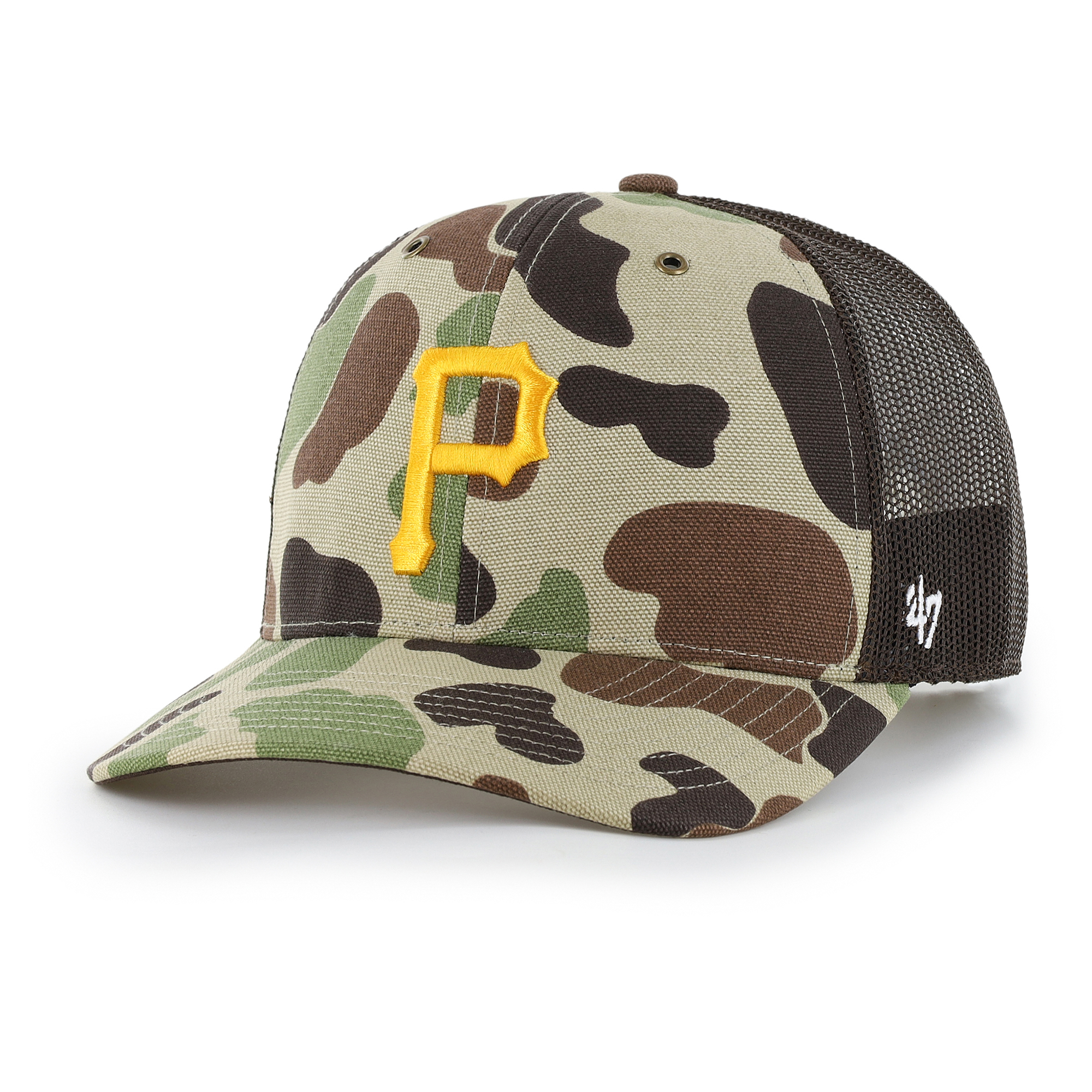 Men's Carhartt x '47 Camo Pittsburgh Pirates Duck Adjustable Trucker Hat