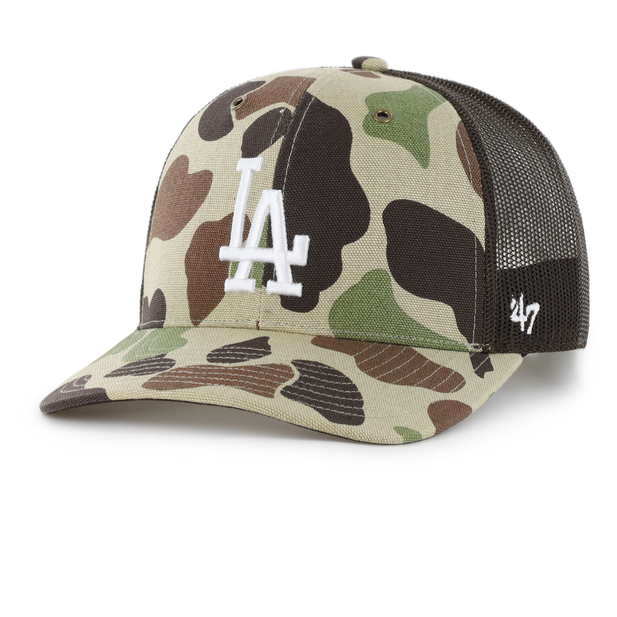 Men's Carhartt x '47 Camo Los Angeles Dodgers Duck Adjustable Trucker Hat