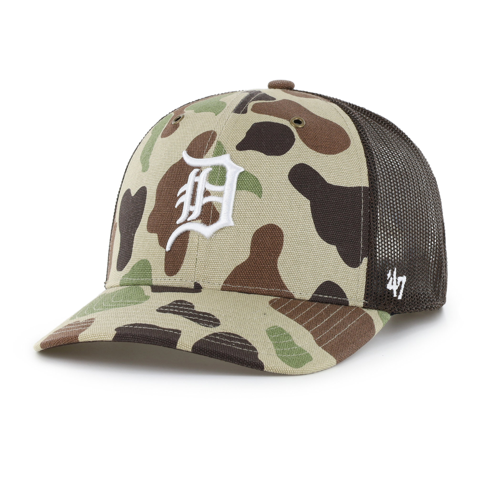 Men's Carhartt x '47 Camo Detroit Tigers Duck Adjustable Trucker Hat