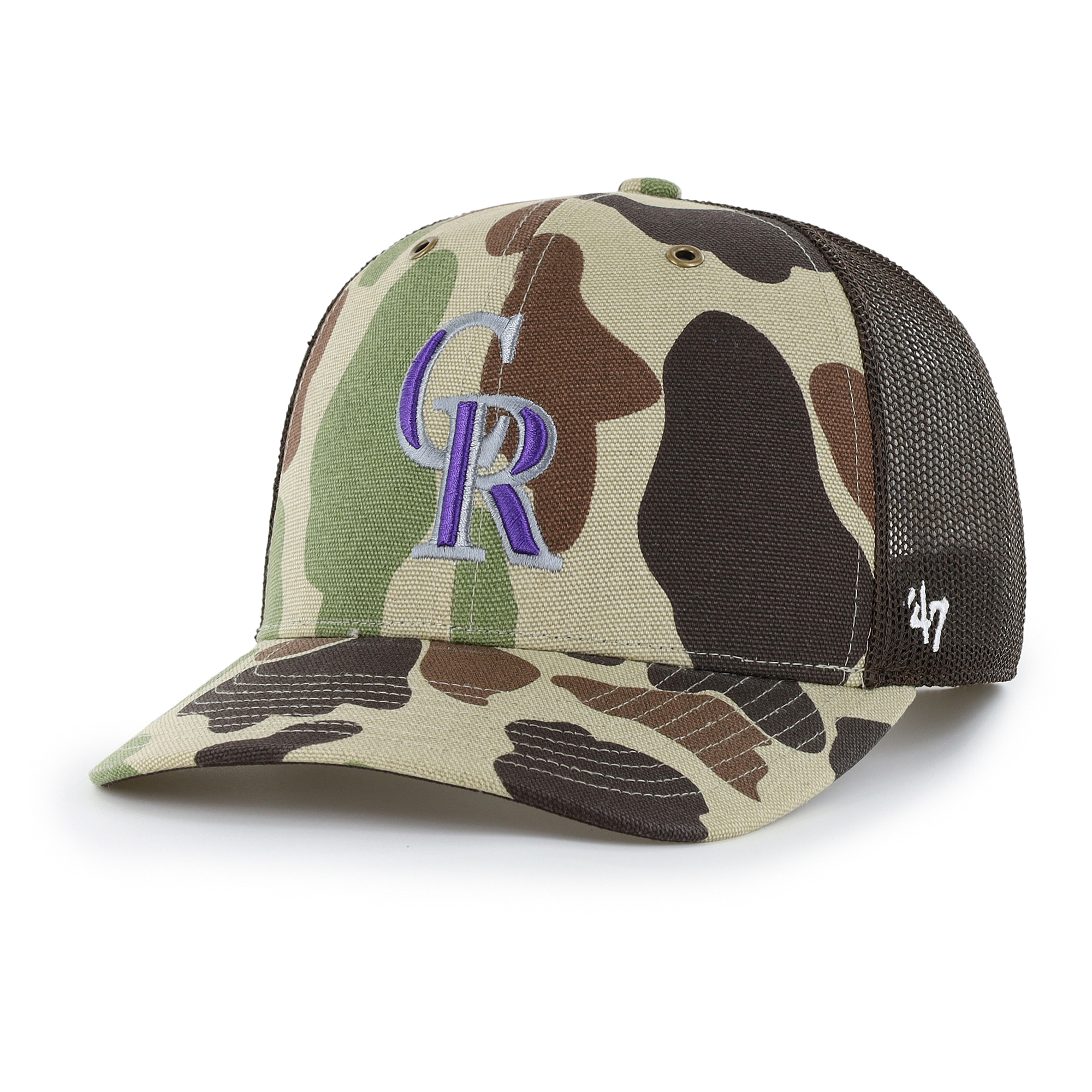 Men's Carhartt x '47 Camo Colorado Rockies Duck Adjustable Trucker Hat