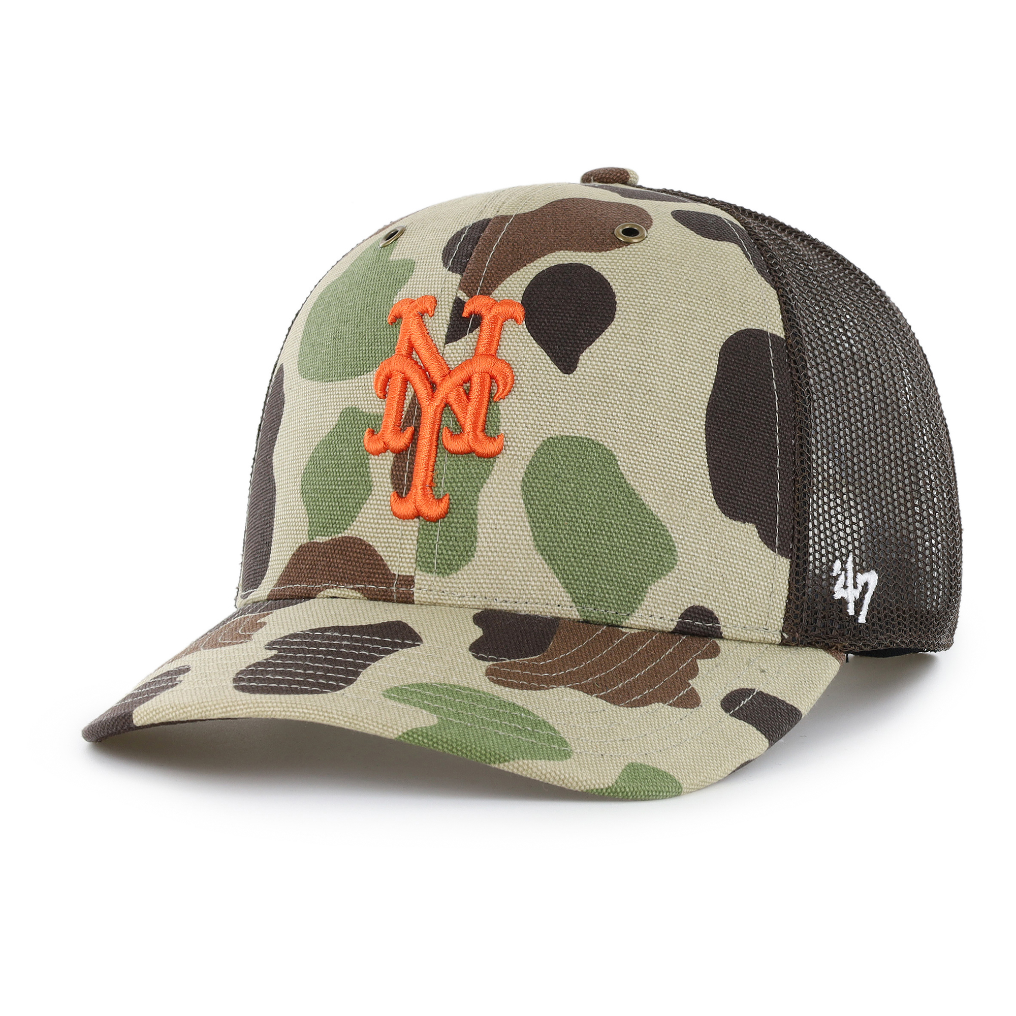 Men's Carhartt x '47 Camo New York Mets Duck Adjustable Trucker Hat