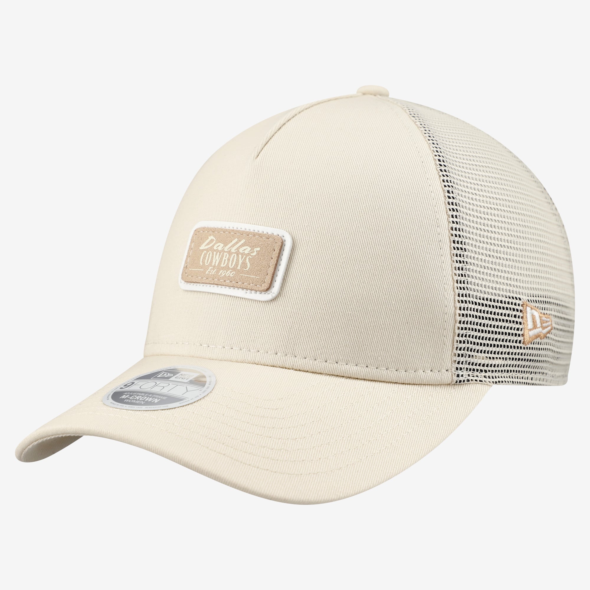 Women's New Era  Cream Dallas Cowboys Tonal Patch M-Crown A-Frame 9FORTY Trucker Adjustable Hat