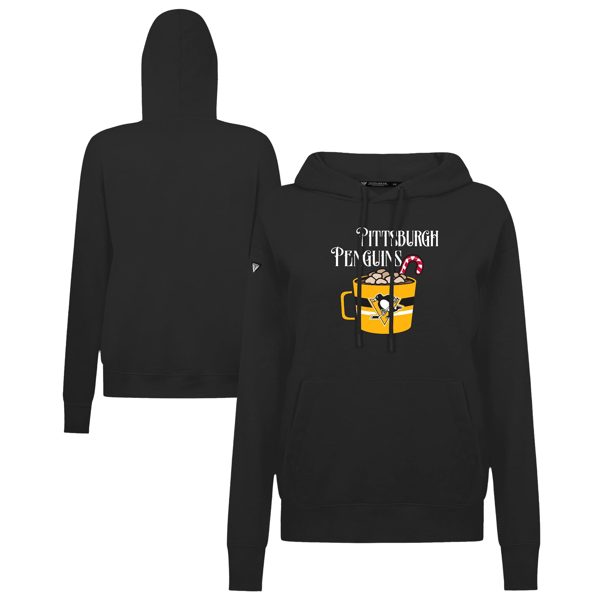 Women's Levelwear Black Pittsburgh Penguins Mellow Holiday Adorn Hoodie
