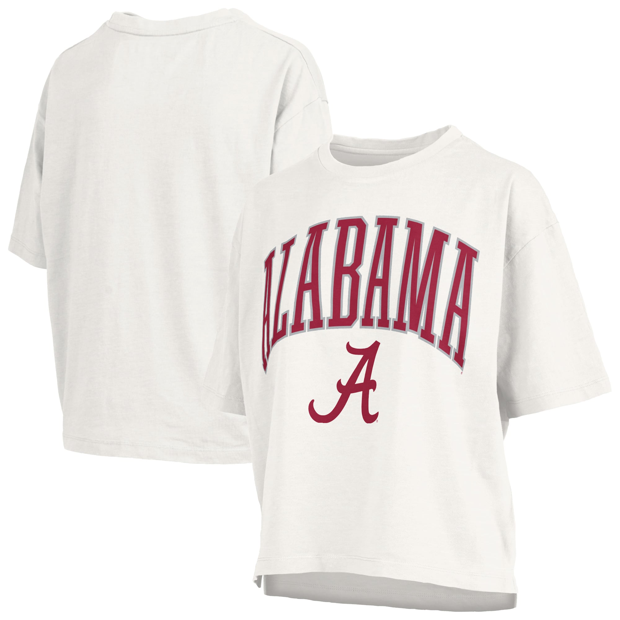 Women's Pressbox White Alabama Crimson Tide Plus Size Nelson Motley Crew Oversized Slub T-Shirt